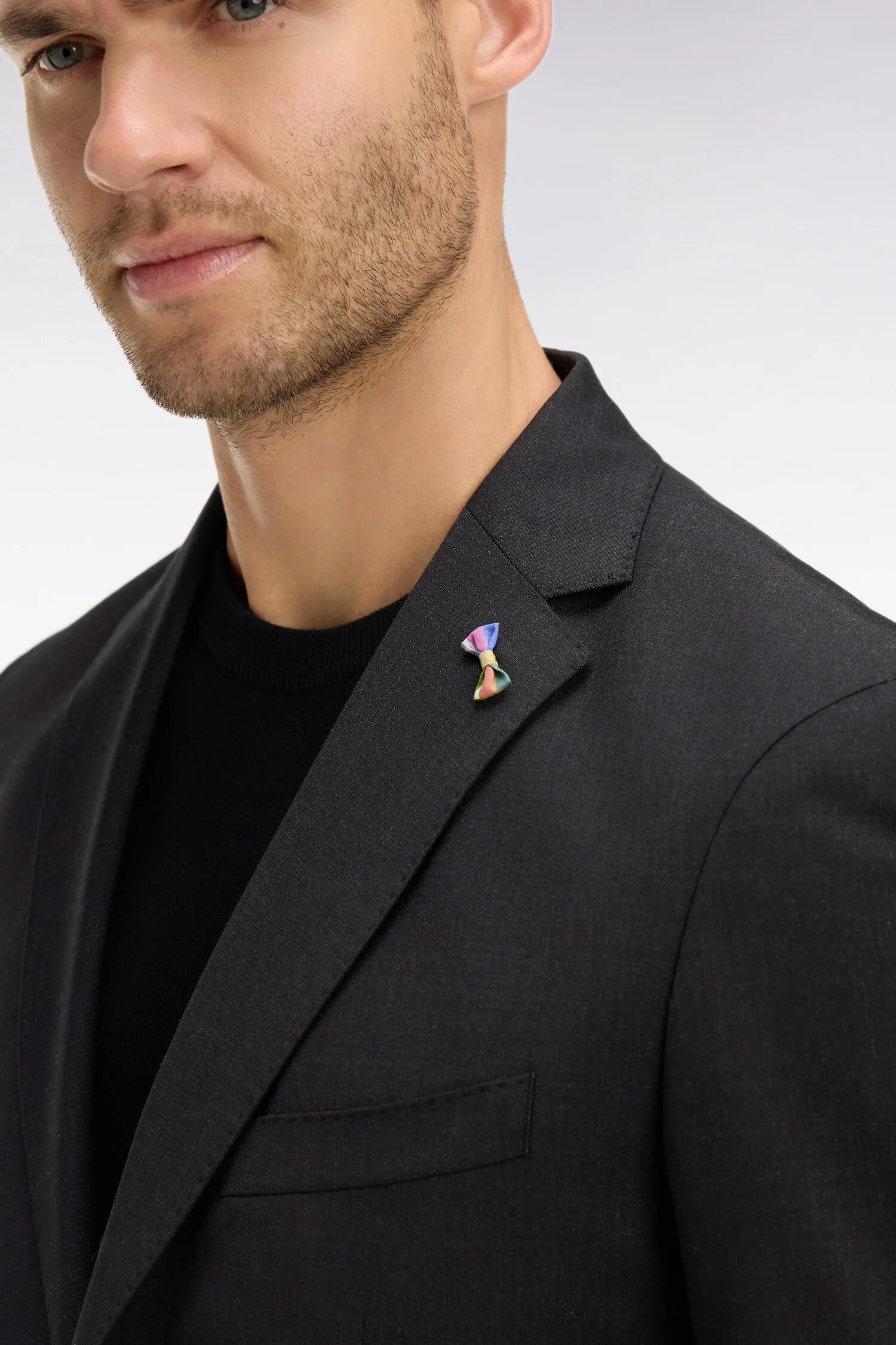Blazer gris foncé détails noeud en relief - Image 4