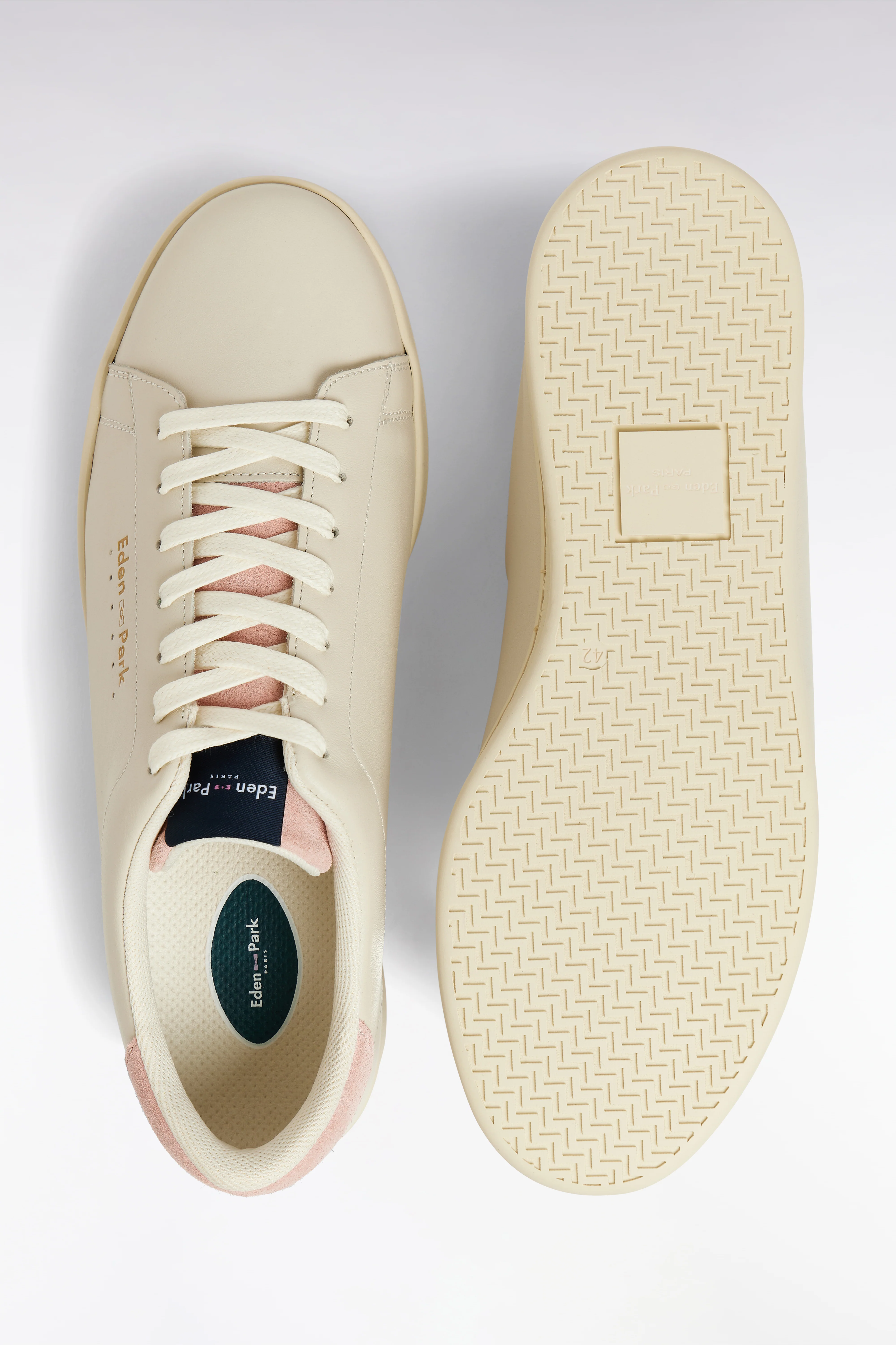 Baskets basses en cuir beige - Image 3