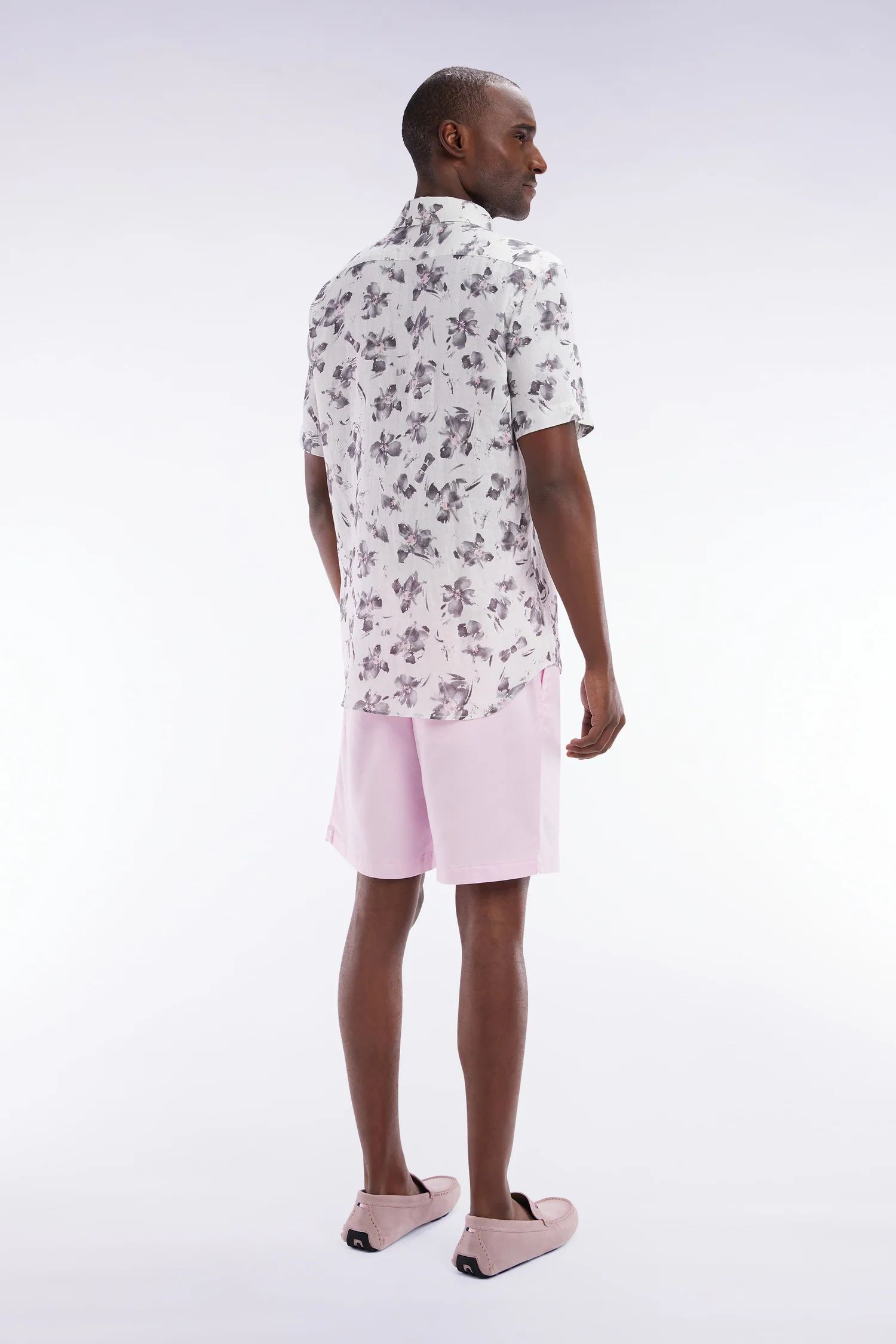 Bermuda à taille élastiquée en lyocell et coton stretch rose - Image 4