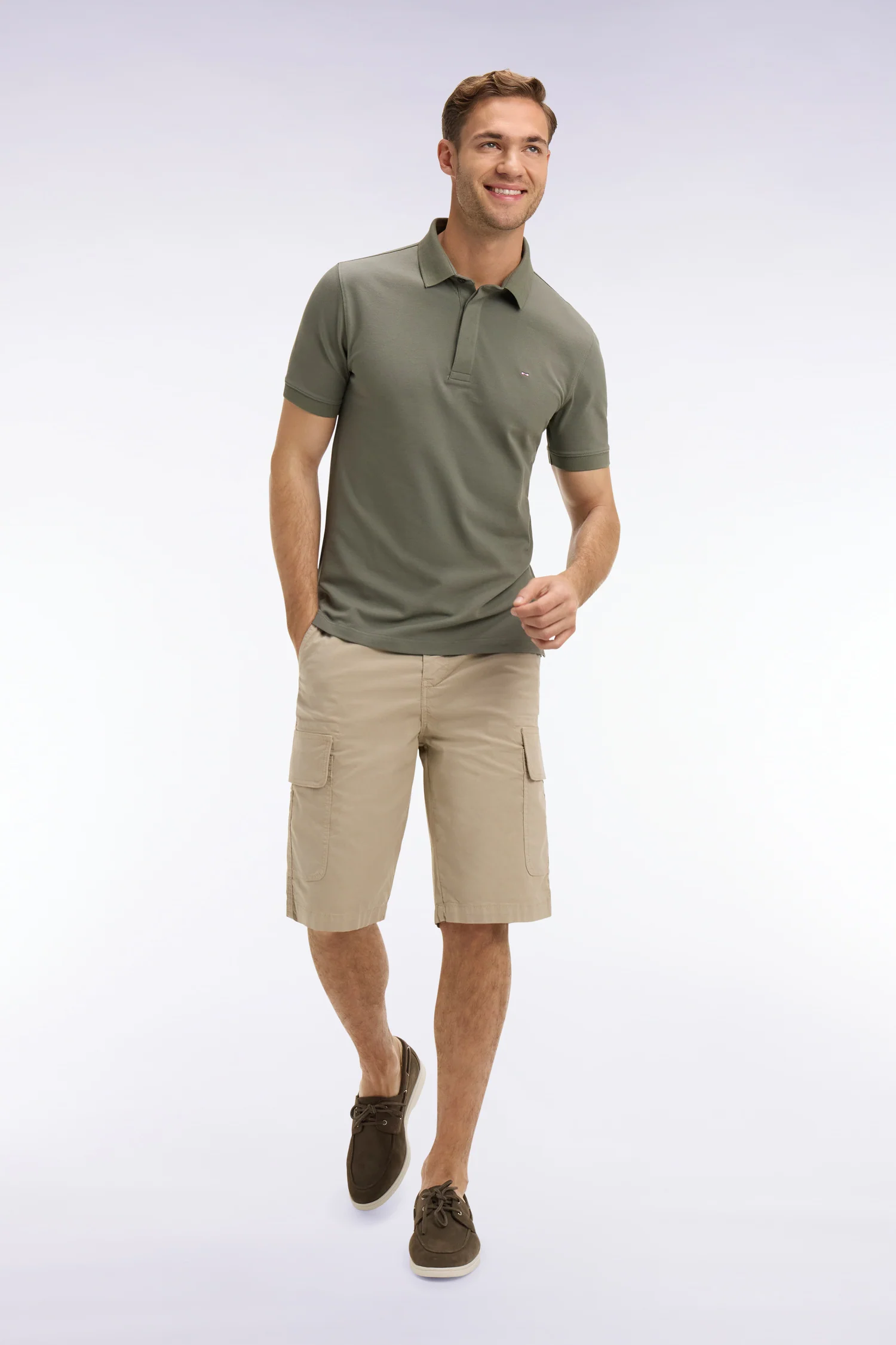 Bermuda cargo en coton beige - Image 3