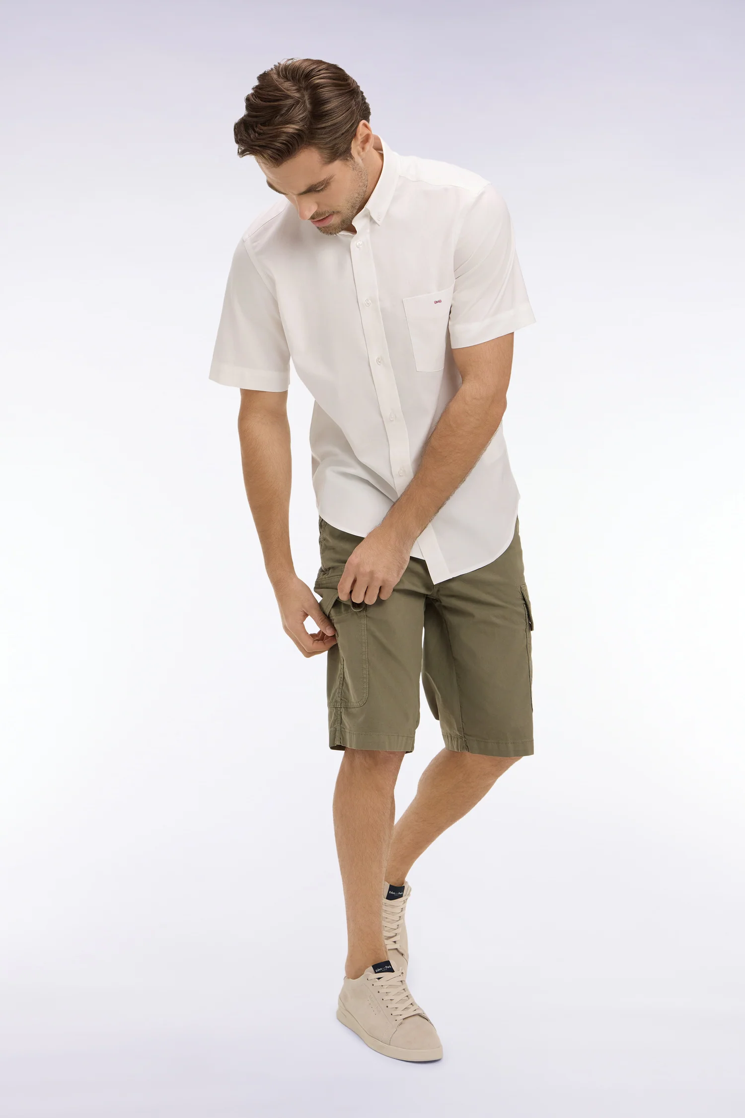 Bermuda cargo en coton kaki