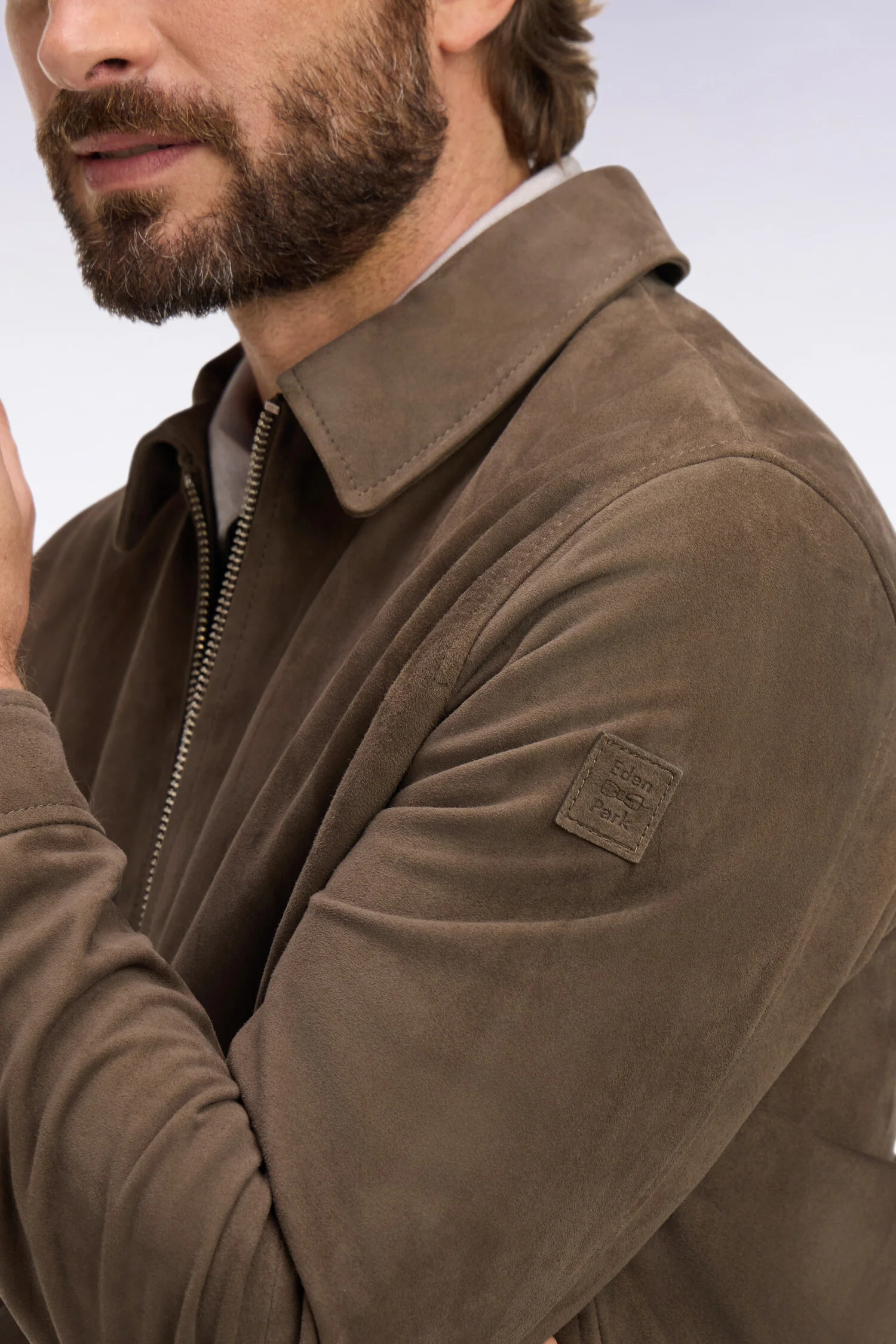 Blouson en croûte de cuir velours marron - Image 4