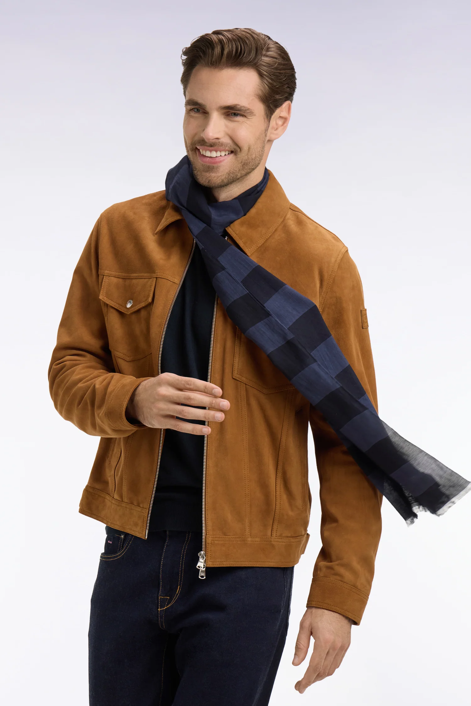 Blouson en daim velours marron