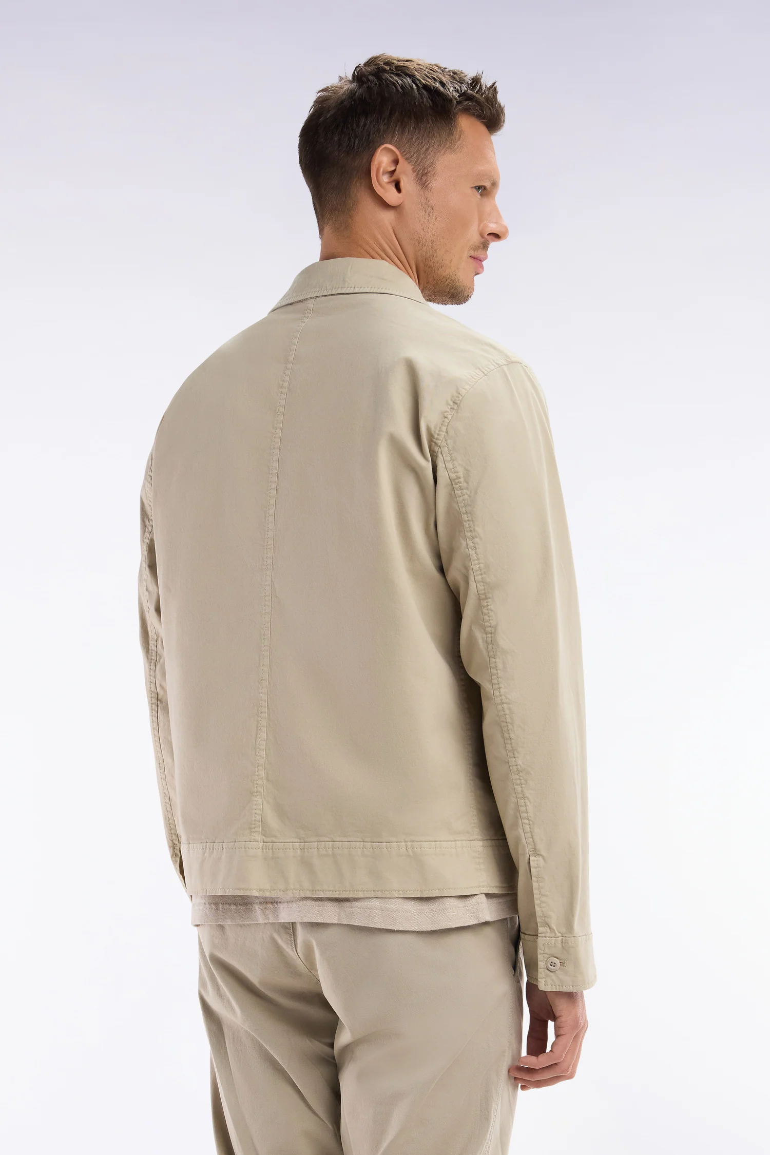 Blouson zippé en gabardine de coton stretch beige - Image 4