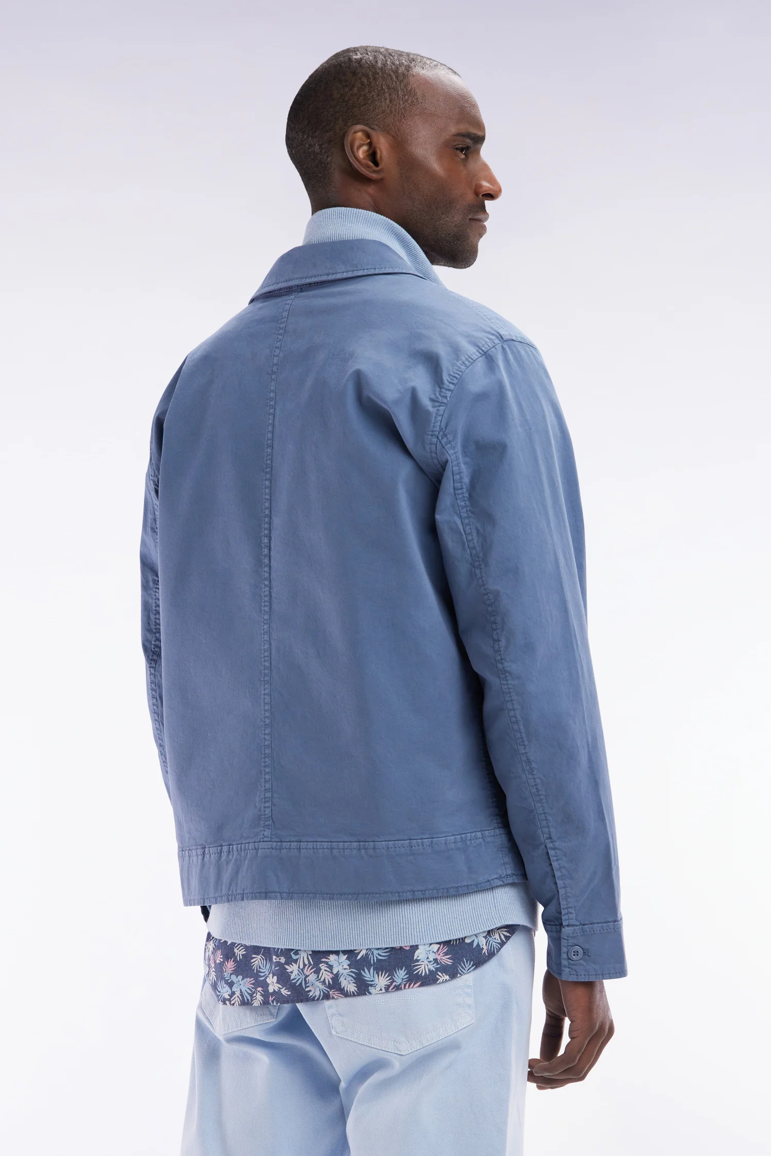 Blouson zippé en gabardine de coton stretch gris - Image 4