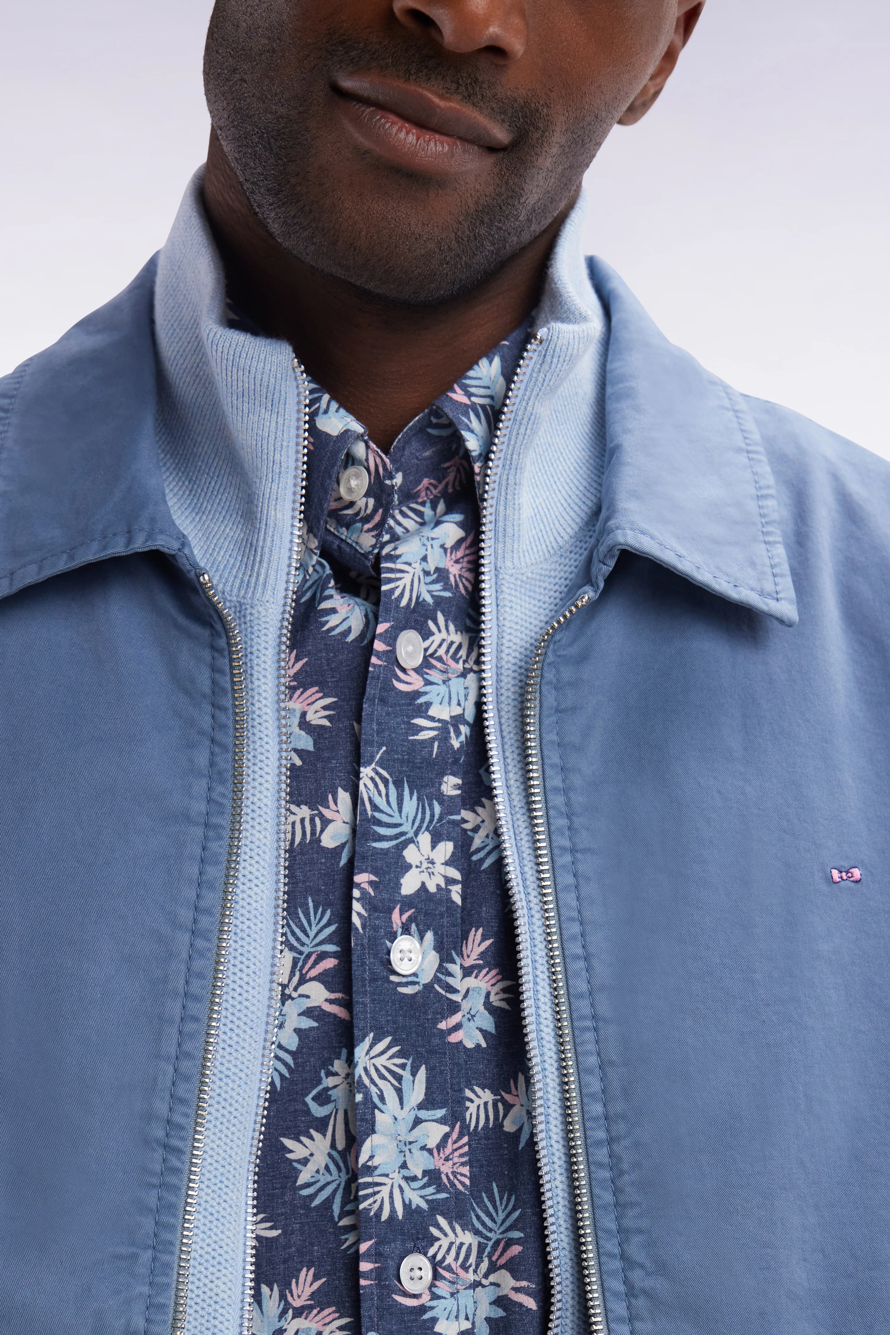 Blouson zippé en gabardine de coton stretch gris - Image 5