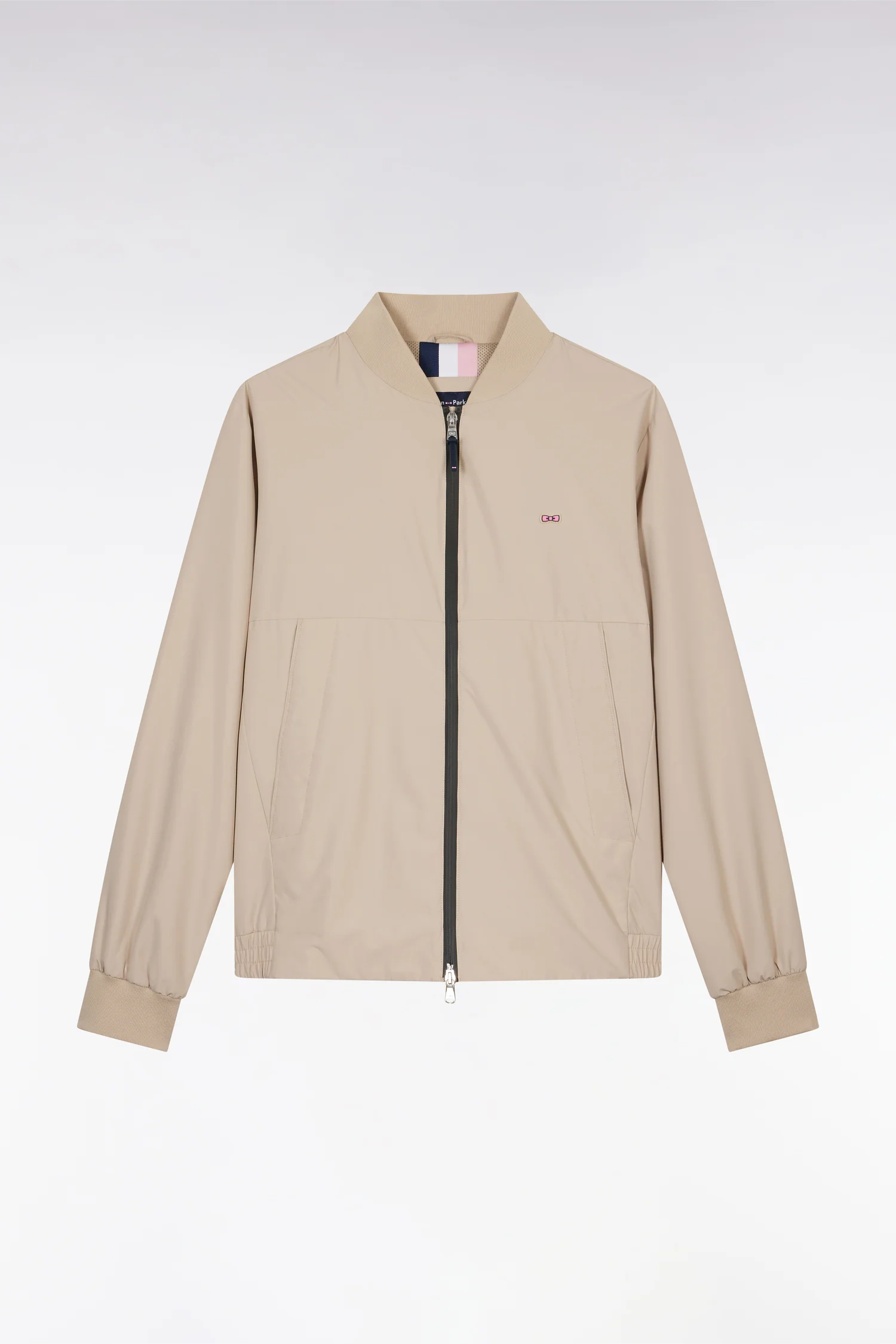 Blouson zippé en polyamide Soft Touch à col Teddy beige - Image 2