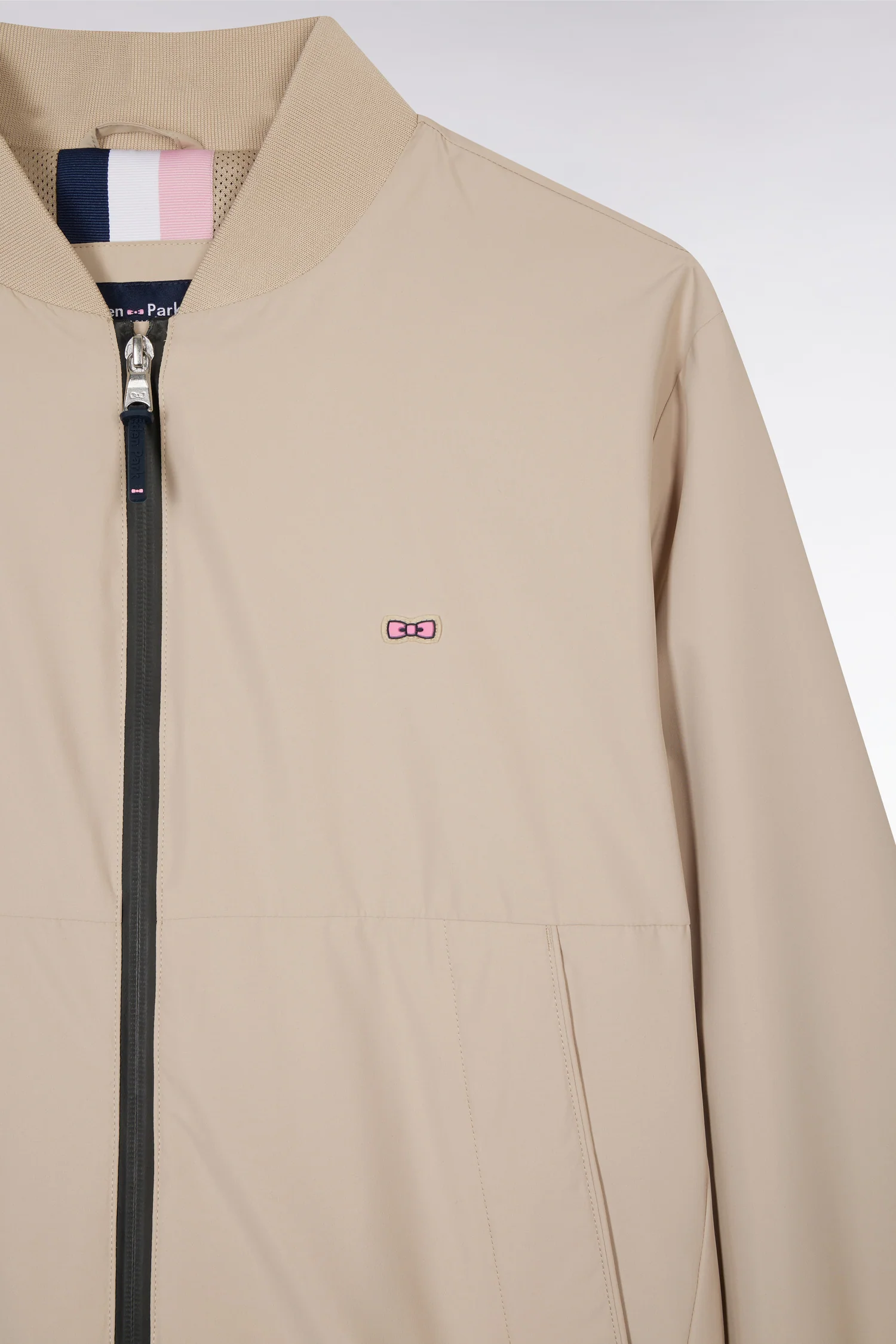 Blouson zippé en polyamide Soft Touch à col Teddy beige - Image 6