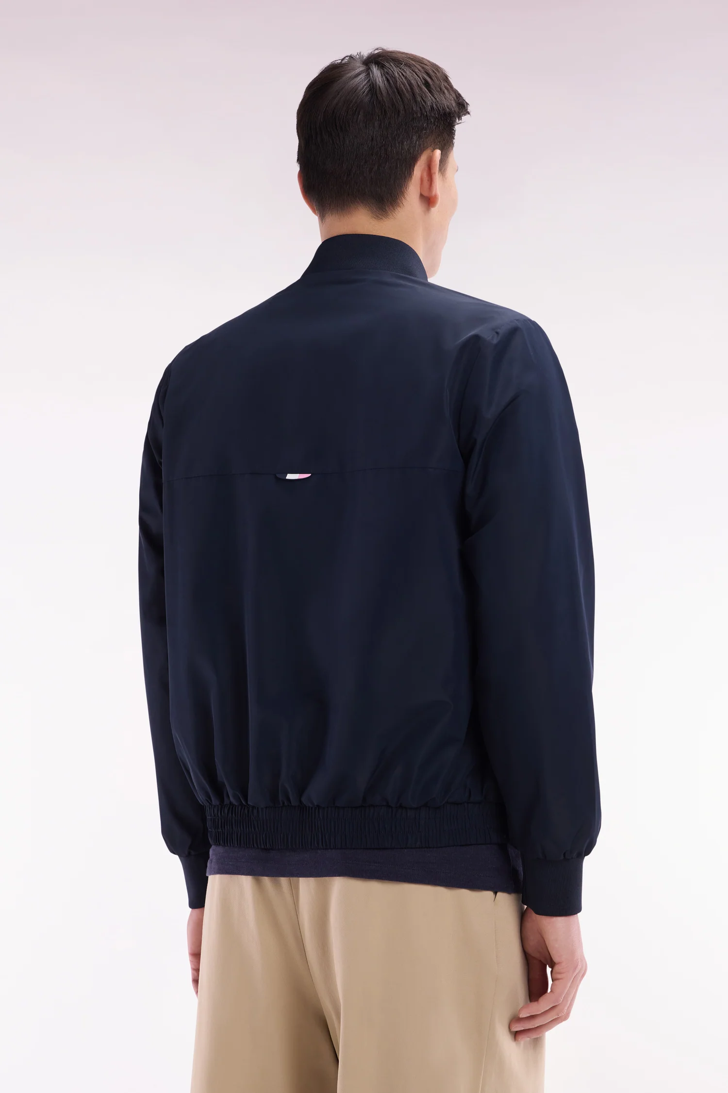 Blouson zippé en polyamide Soft Touch à col Teddy marine - Image 4