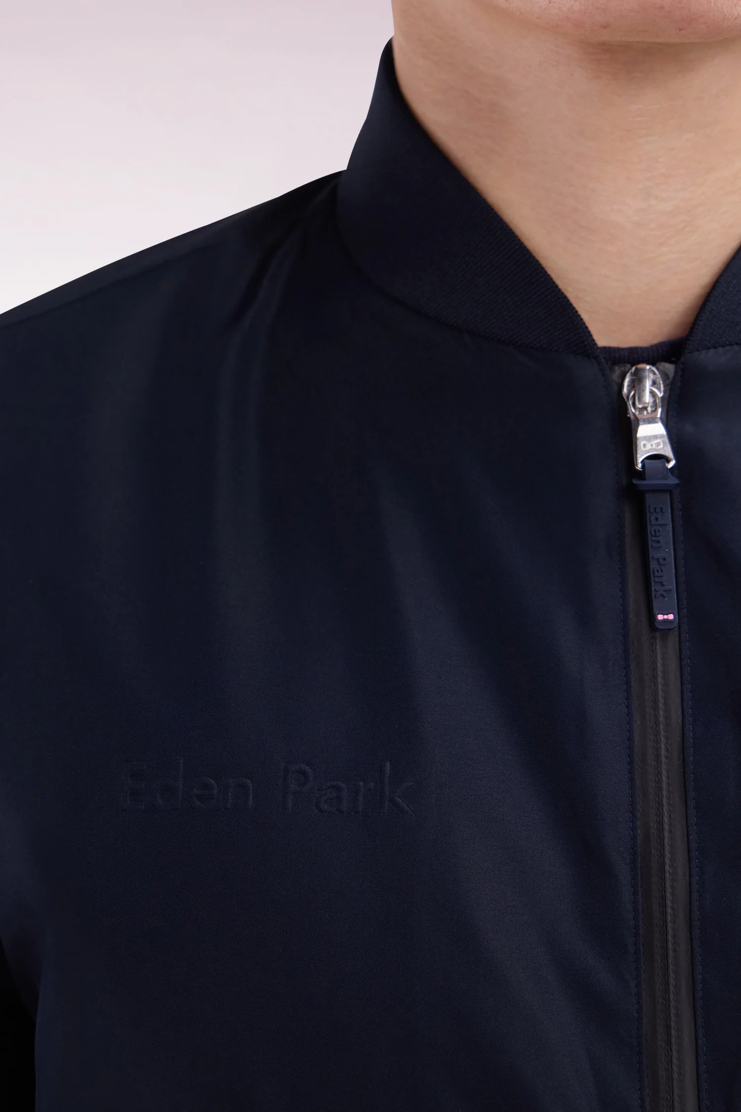 Blouson zippé en polyamide Soft Touch à col Teddy marine - Image 5