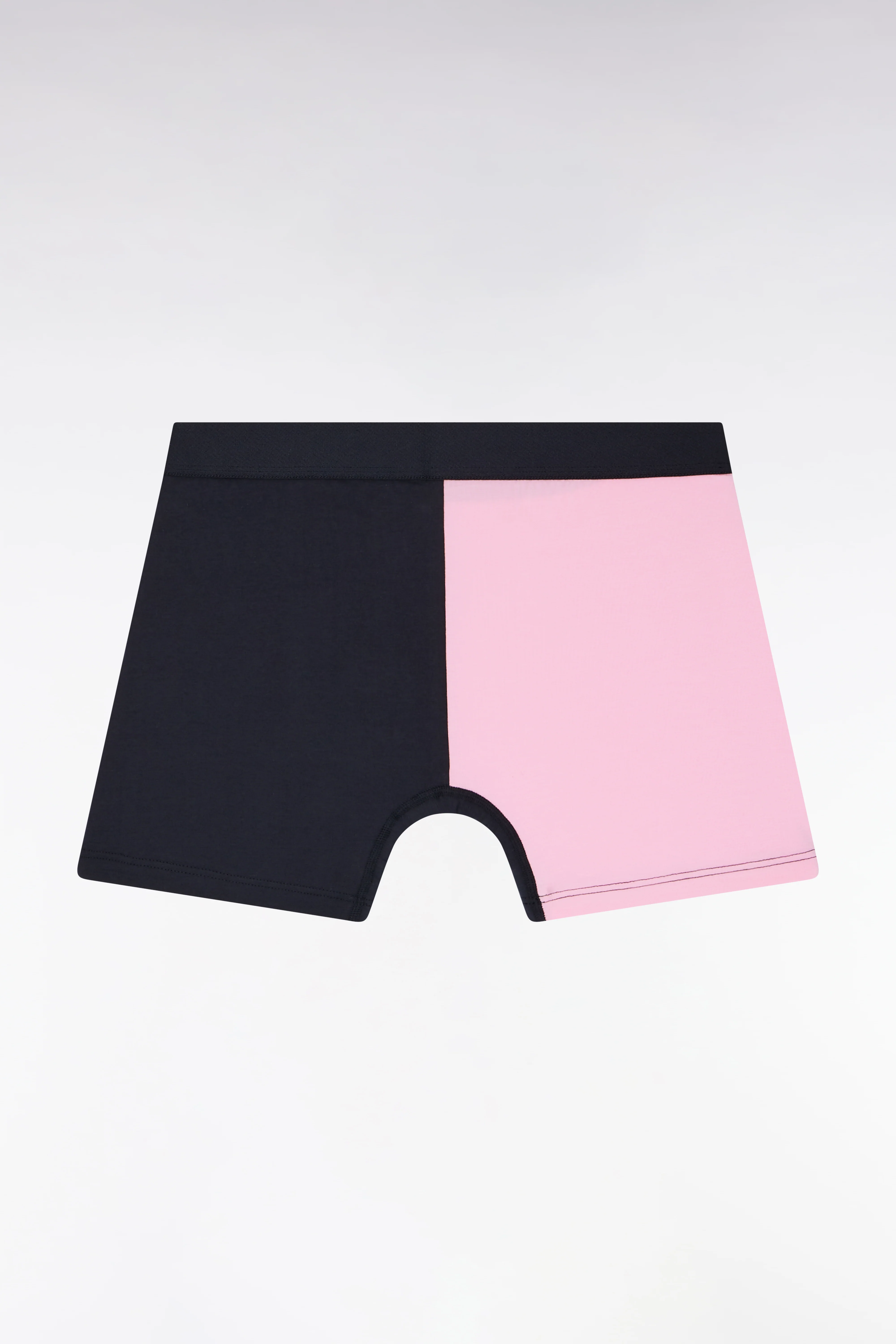 Boxer en jersey de coton stretch bicolore marine et rose - Image 2