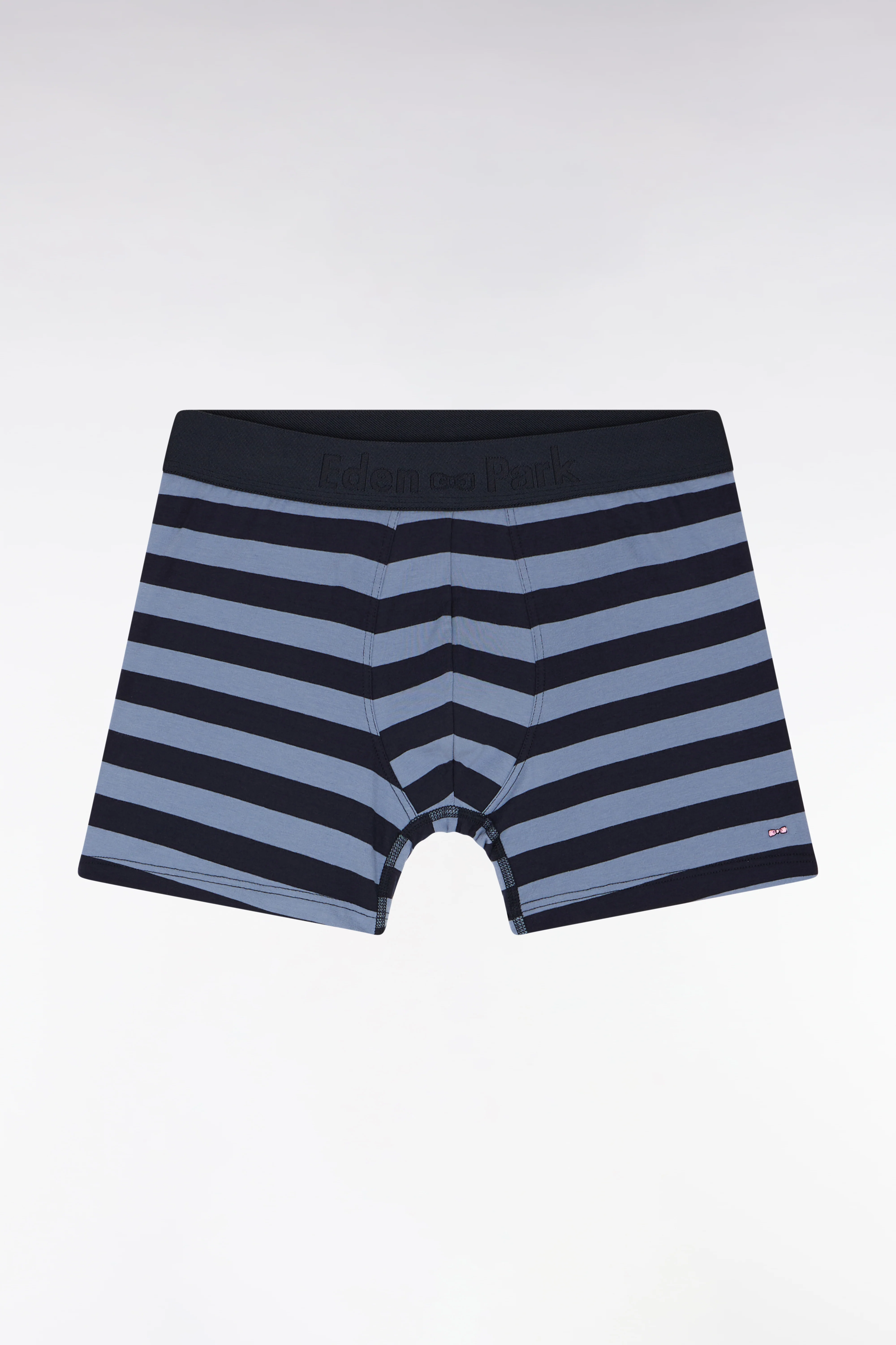 Boxer en jersey de coton stretch cerclé marine et gris