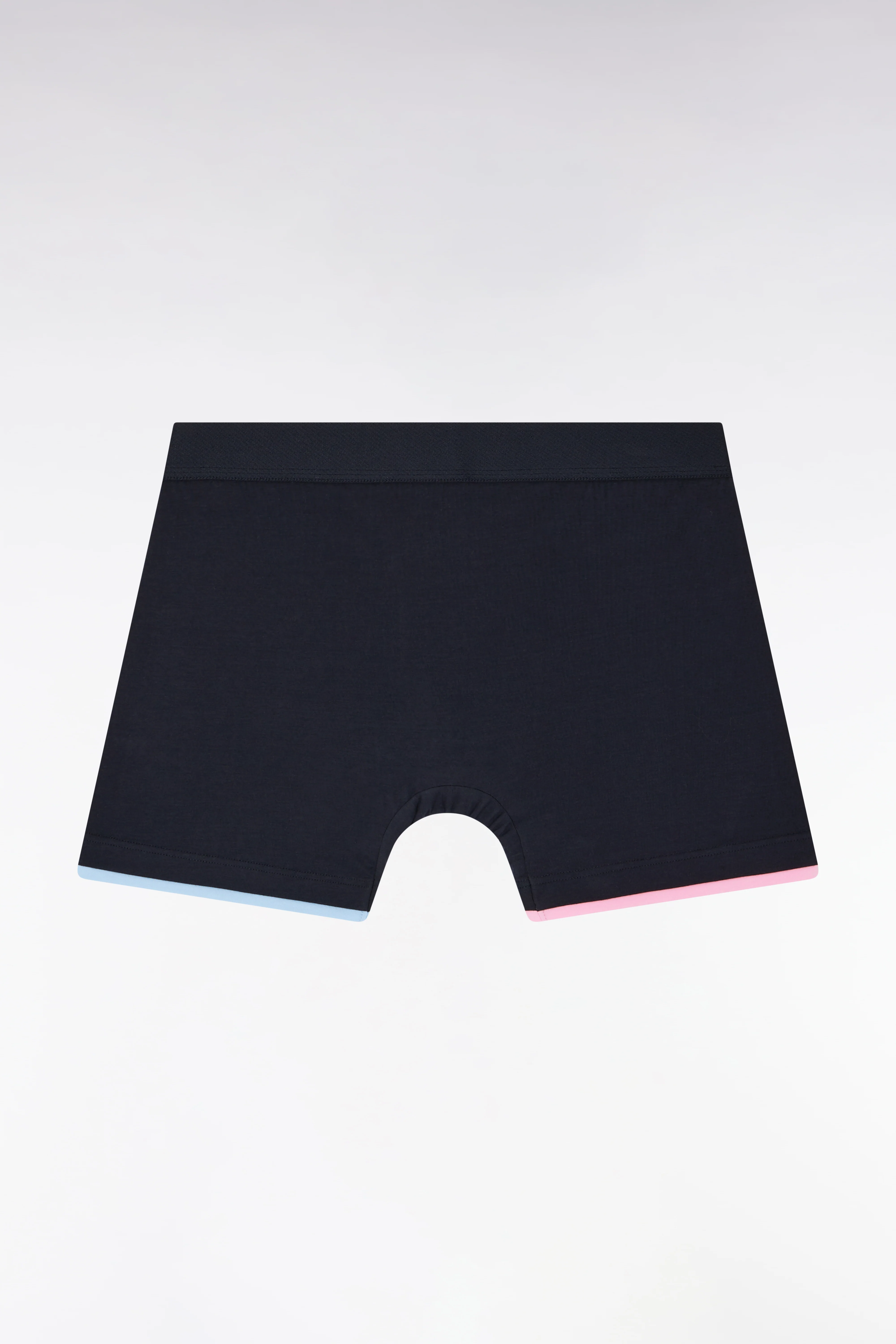 Boxer en jersey de coton stretch uni marine à bordures rayées - Image 2
