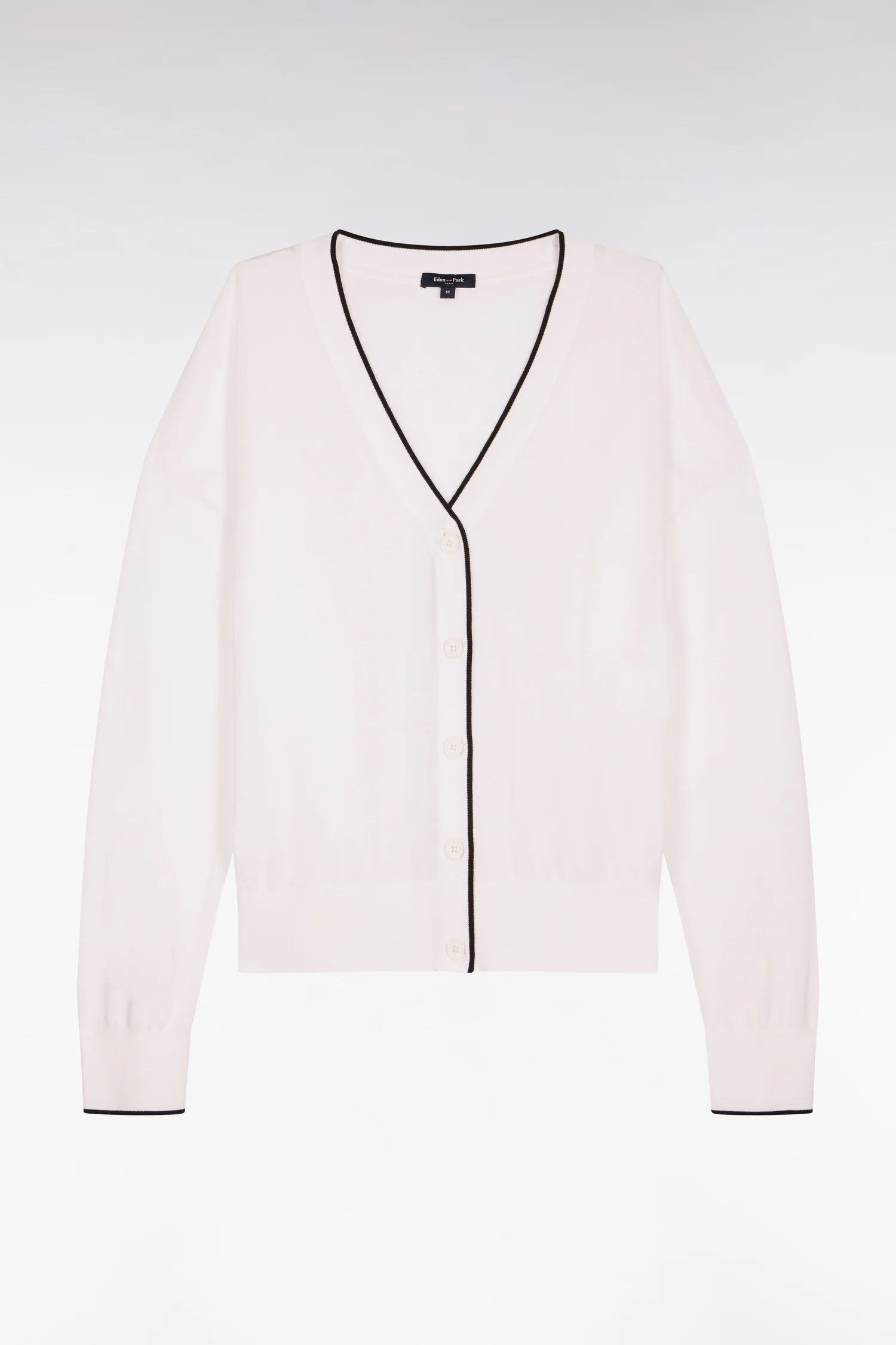 Cardigan boutonné col V blanc - Image 2