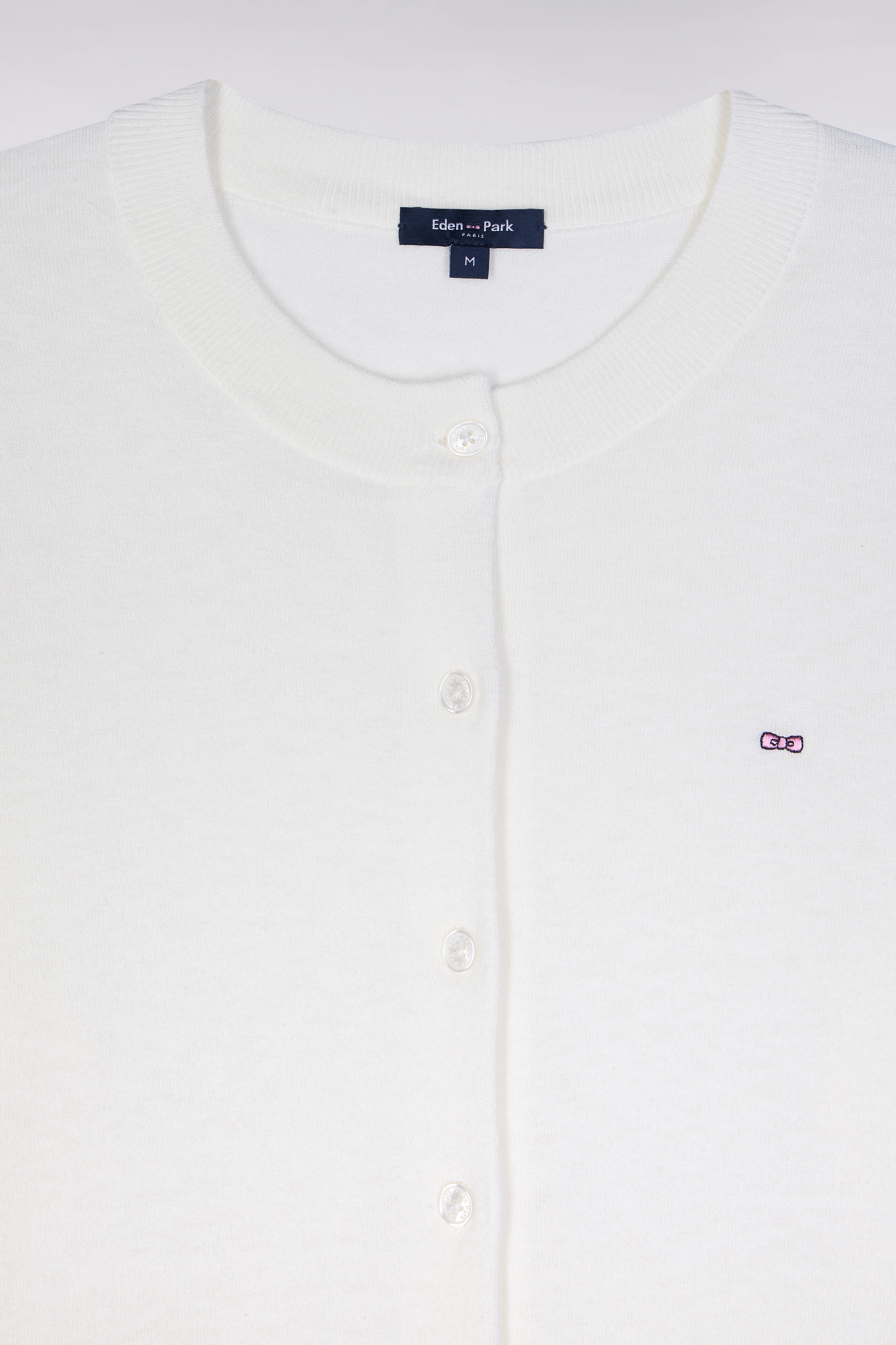 Cardigan en coton et soie mélangés écru coupe décontractée - Image 6