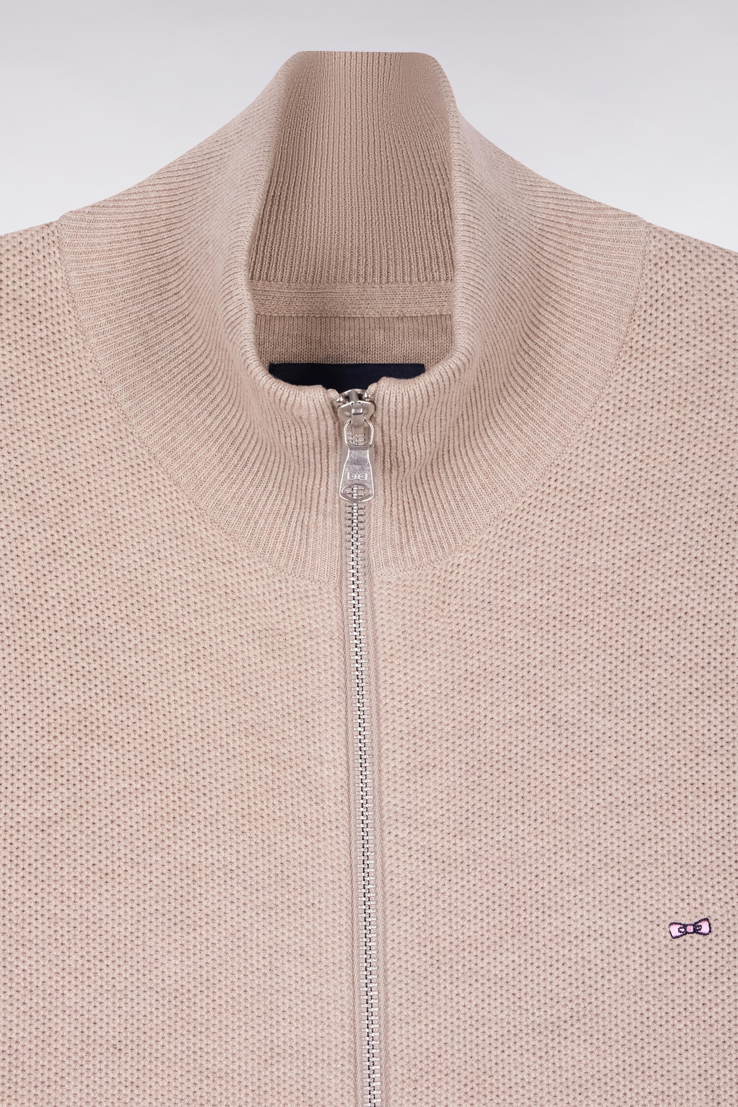 Cardigan zippé en coton beige - Image 6