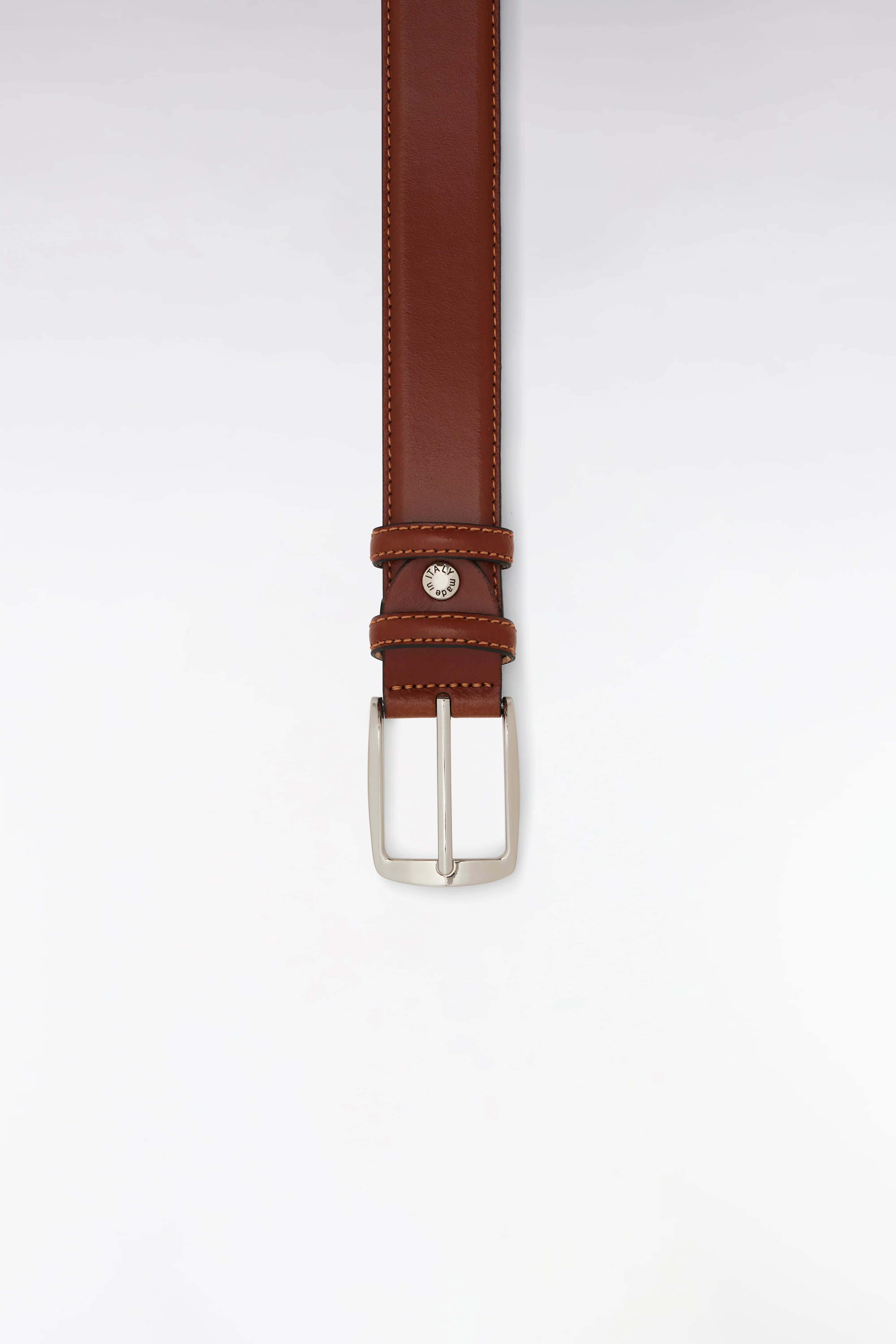 Ceinture en cuir lisse marron à double passants - Image 3