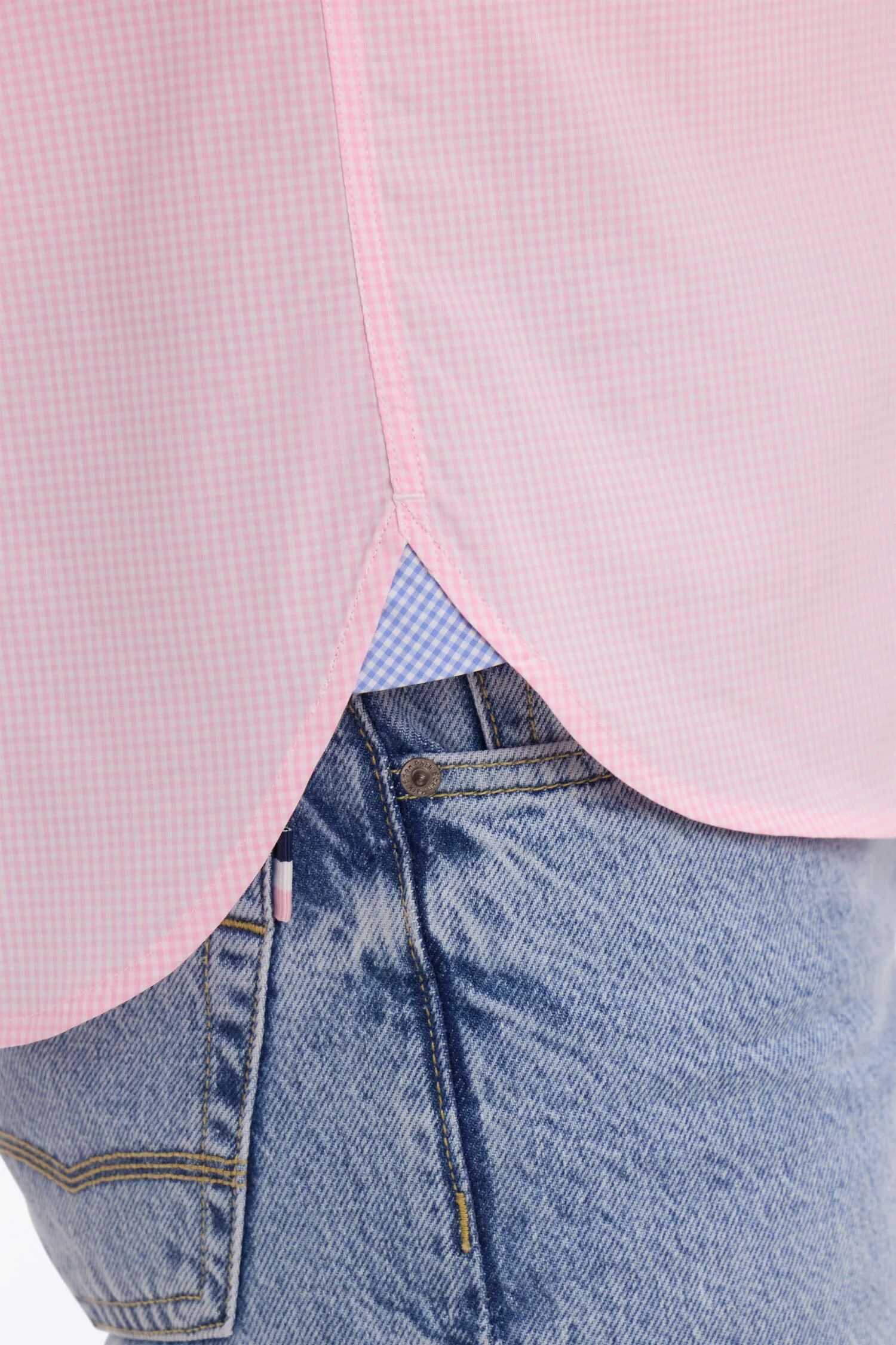 Chemise Ă manches courtes en coton Ă carreaux Vichy rose - Image 4