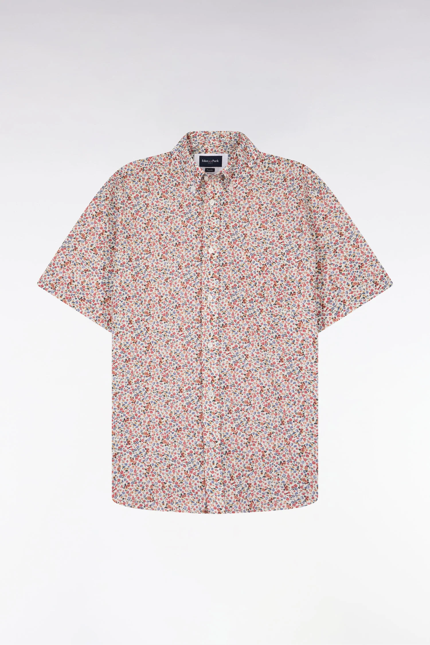 Chemise Ă manches courtes en coton Ă micromotif floral multicolore - Image 2