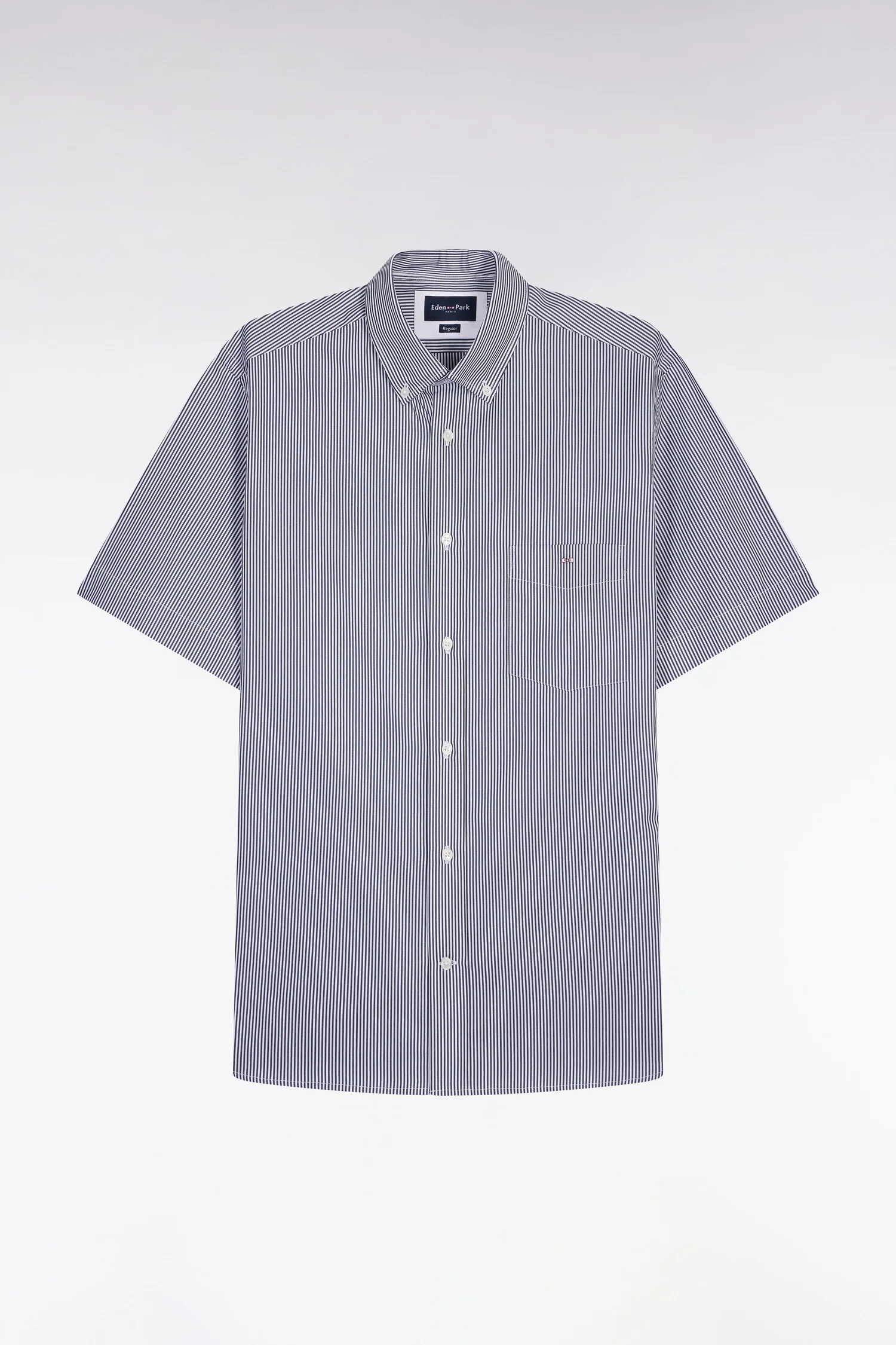 Chemise à manches courtes en coton à rayures bâtons marine - Image 2