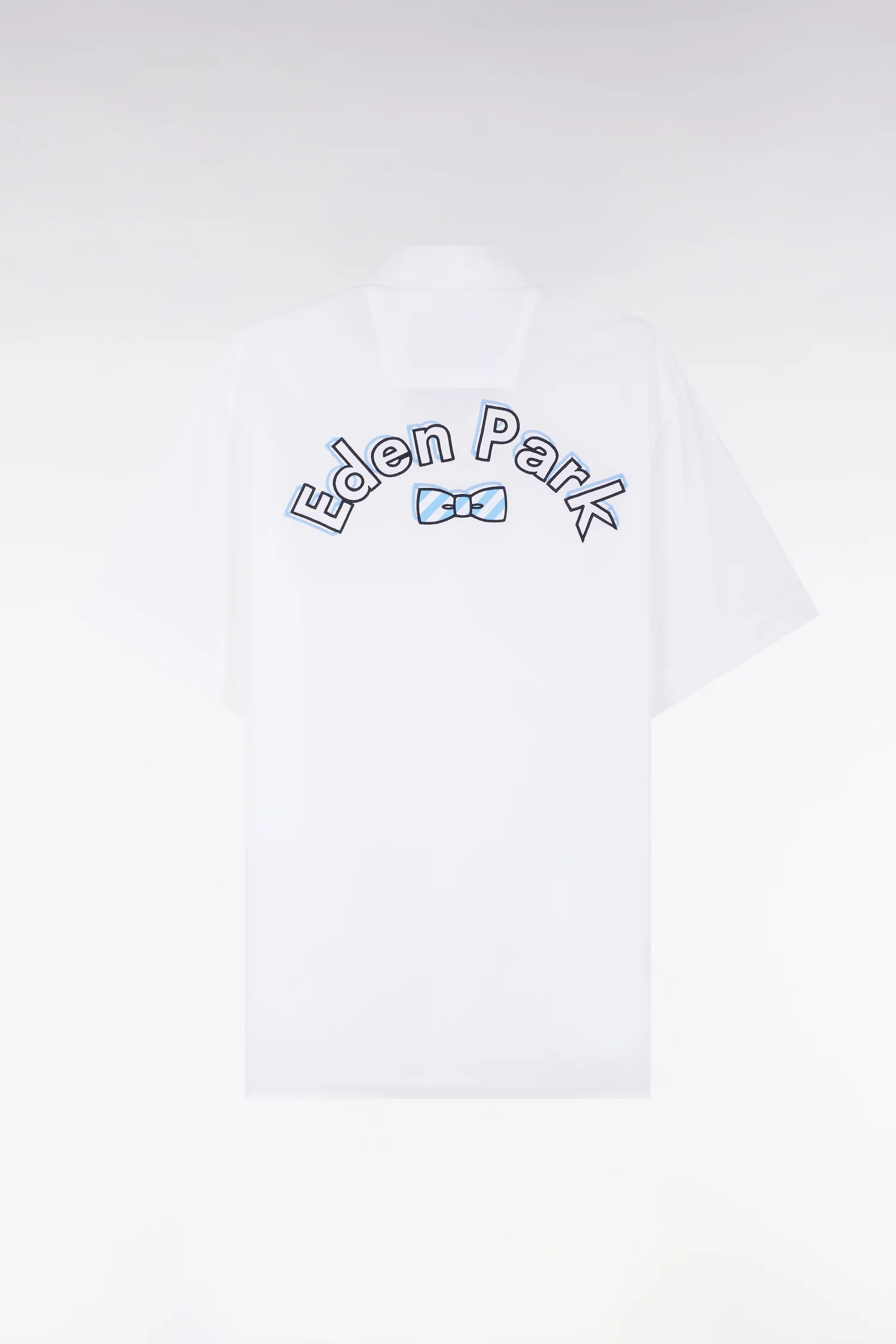 Chemise à manches courtes en coton blanc broderie Eden Park coupe droite - Image 2