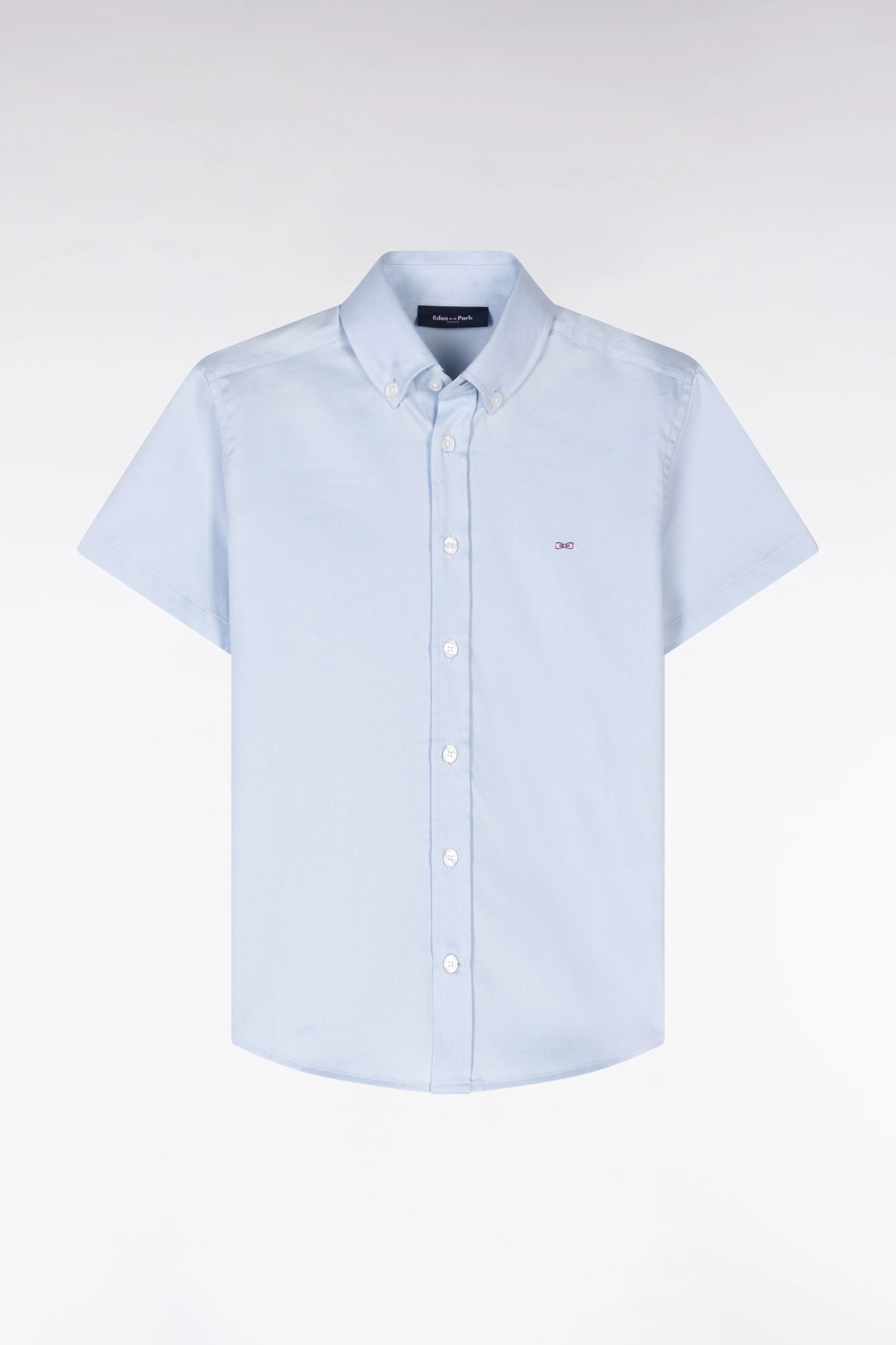Chemise à manches courtes en coton bleu ciel coupe droite