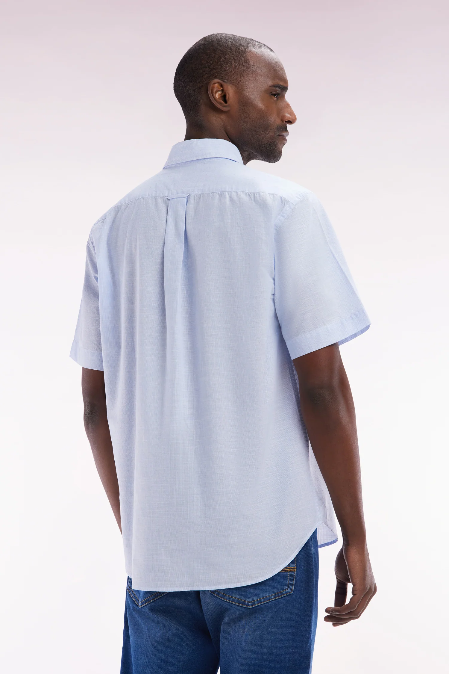 Chemise à manches courtes en coton ciel coupe droite - Image 4
