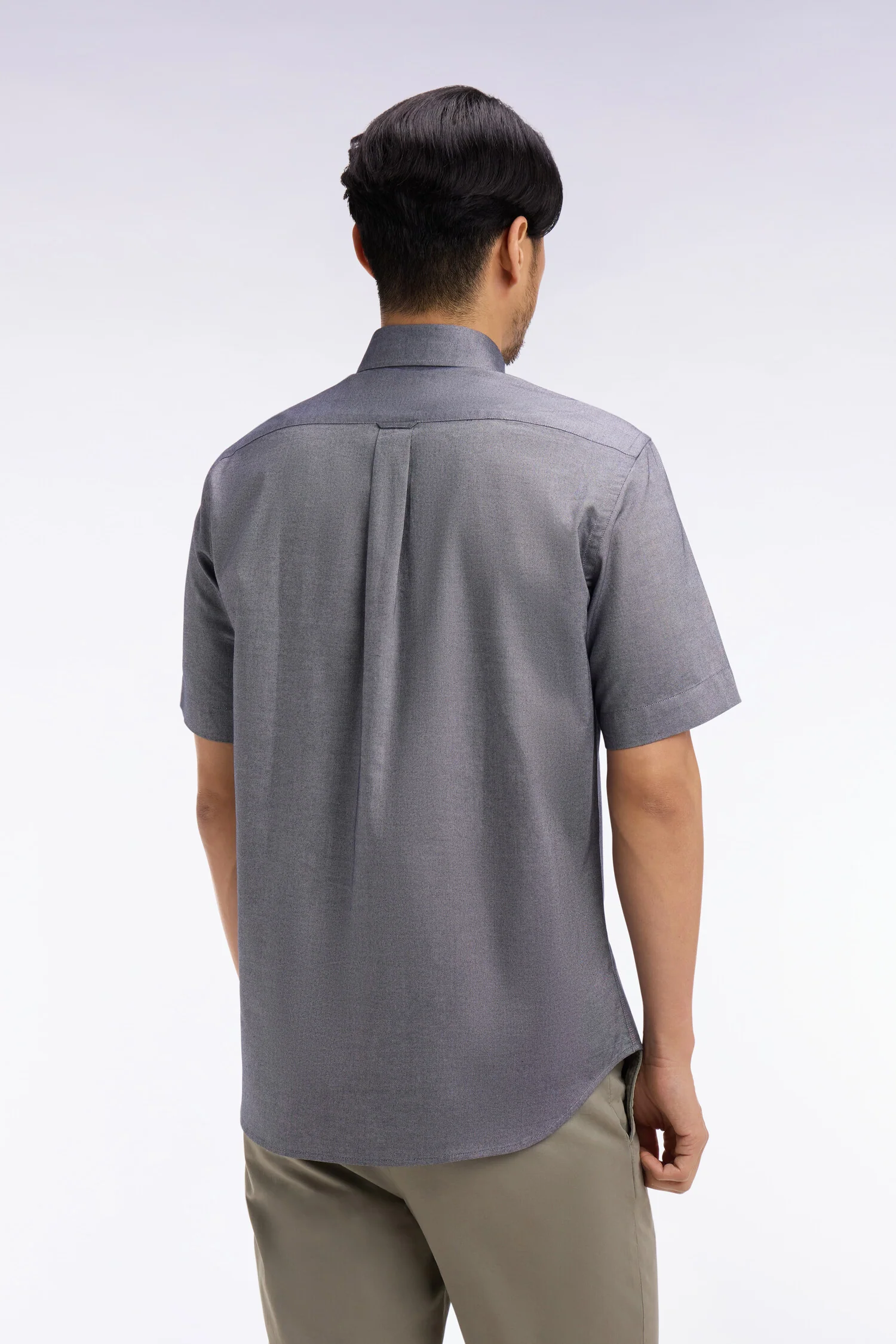 Chemise Ă manches courtes en coton fil teint marine - Image 5