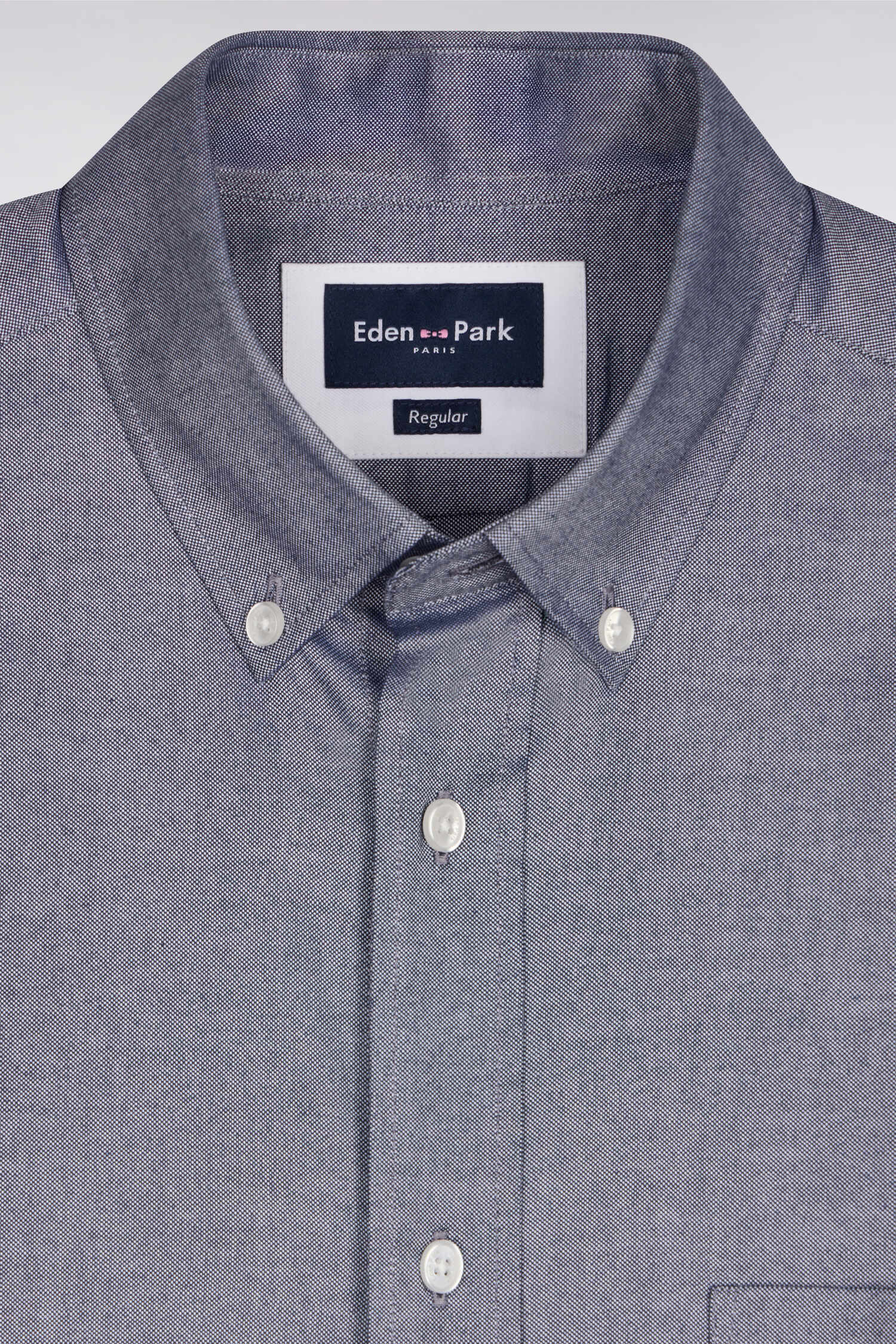 Chemise Ă manches courtes en coton fil teint marine - Image 6