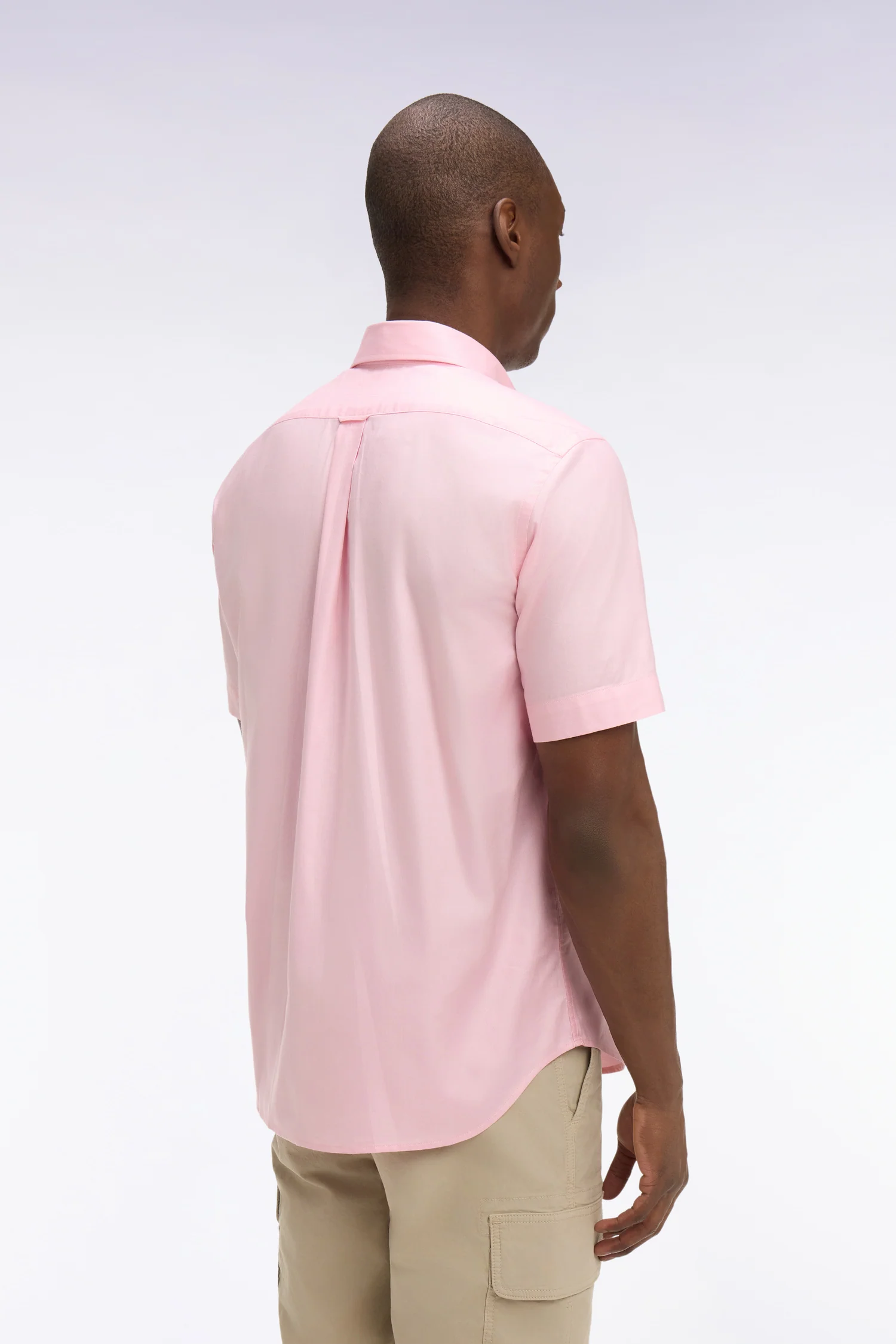 Chemise à manches courtes en coton fil teint rose - Image 5