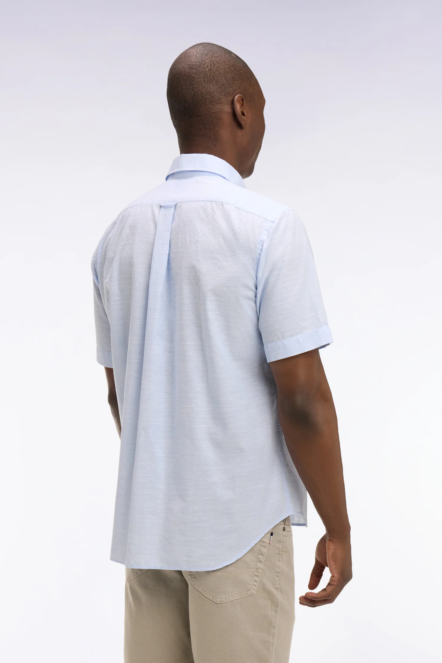 Chemise à manches courtes en coton jacquard ciel - Image 5
