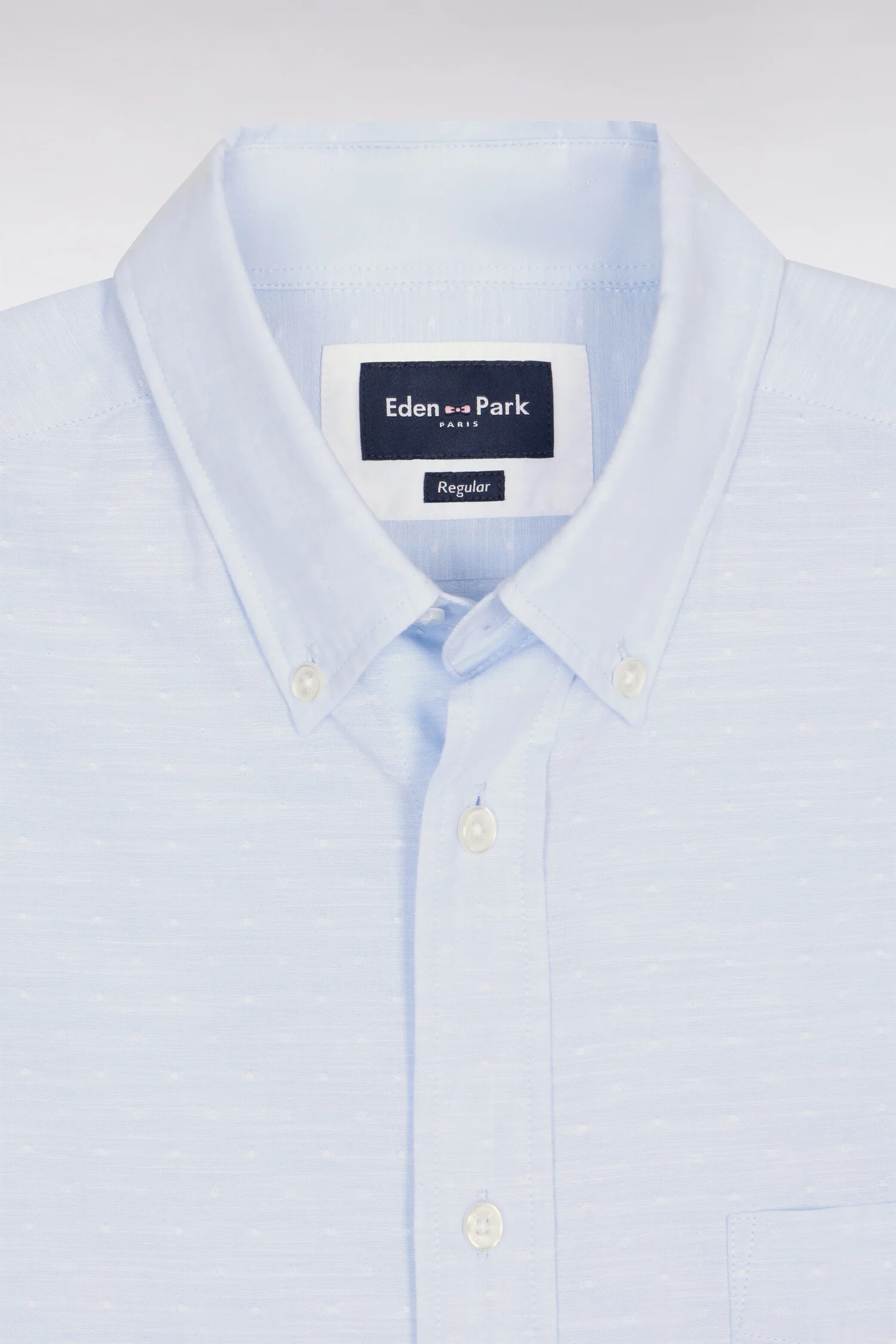 Chemise à manches courtes en coton jacquard ciel - Image 6
