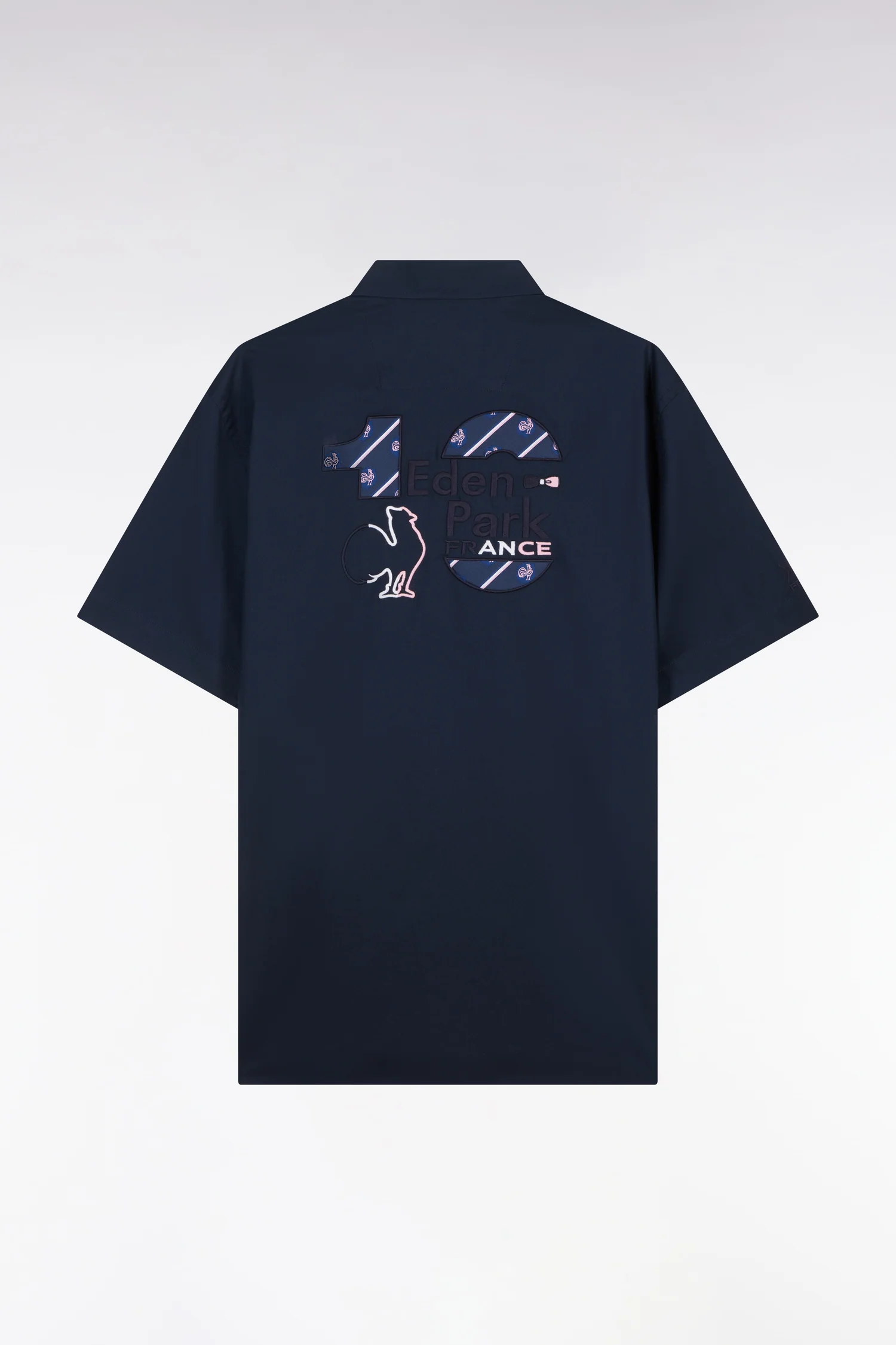 Chemise Ă manches courtes en coton marine broderie dos XV de France - Image 2