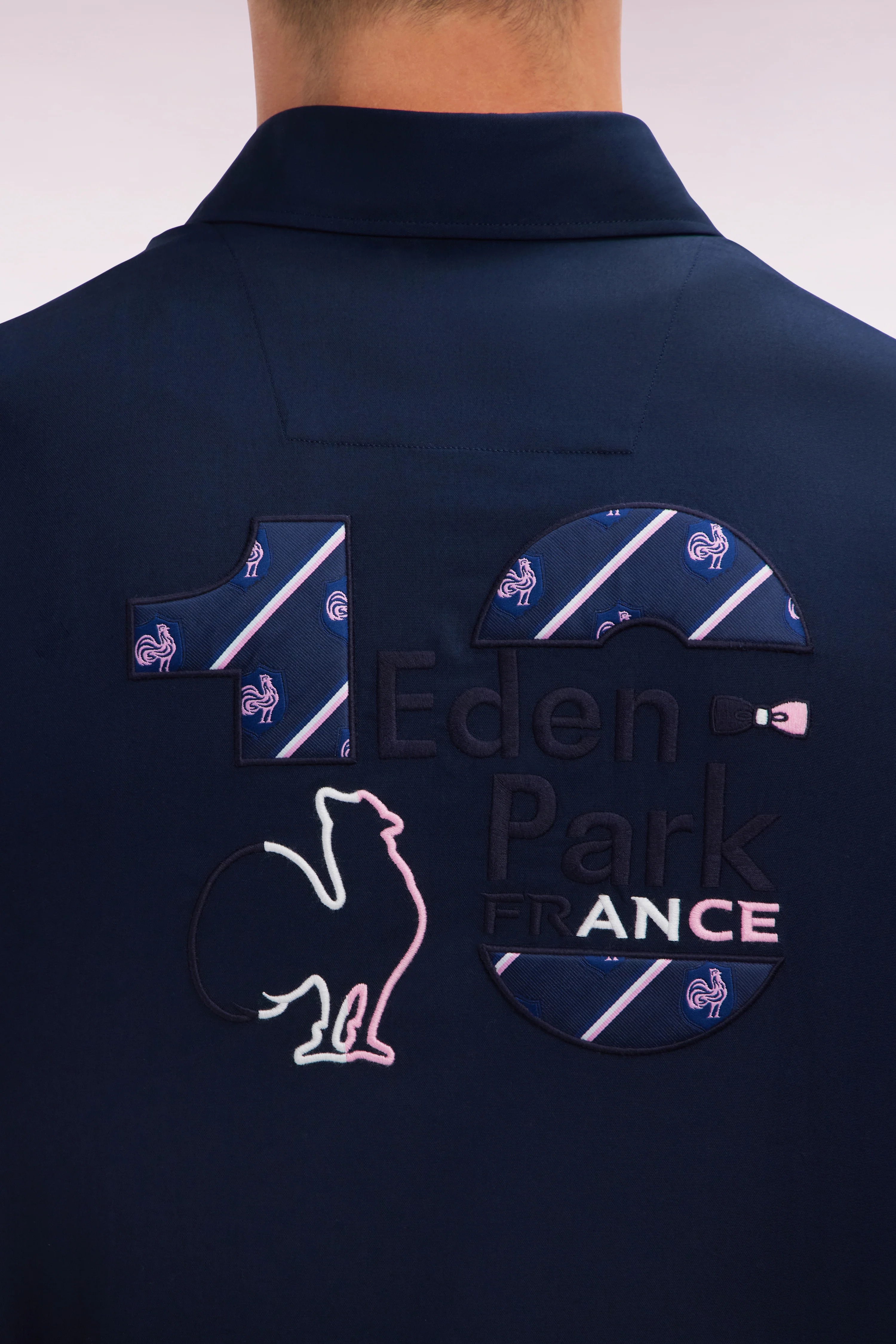 Chemise Ă manches courtes en coton marine broderie dos XV de France - Image 6