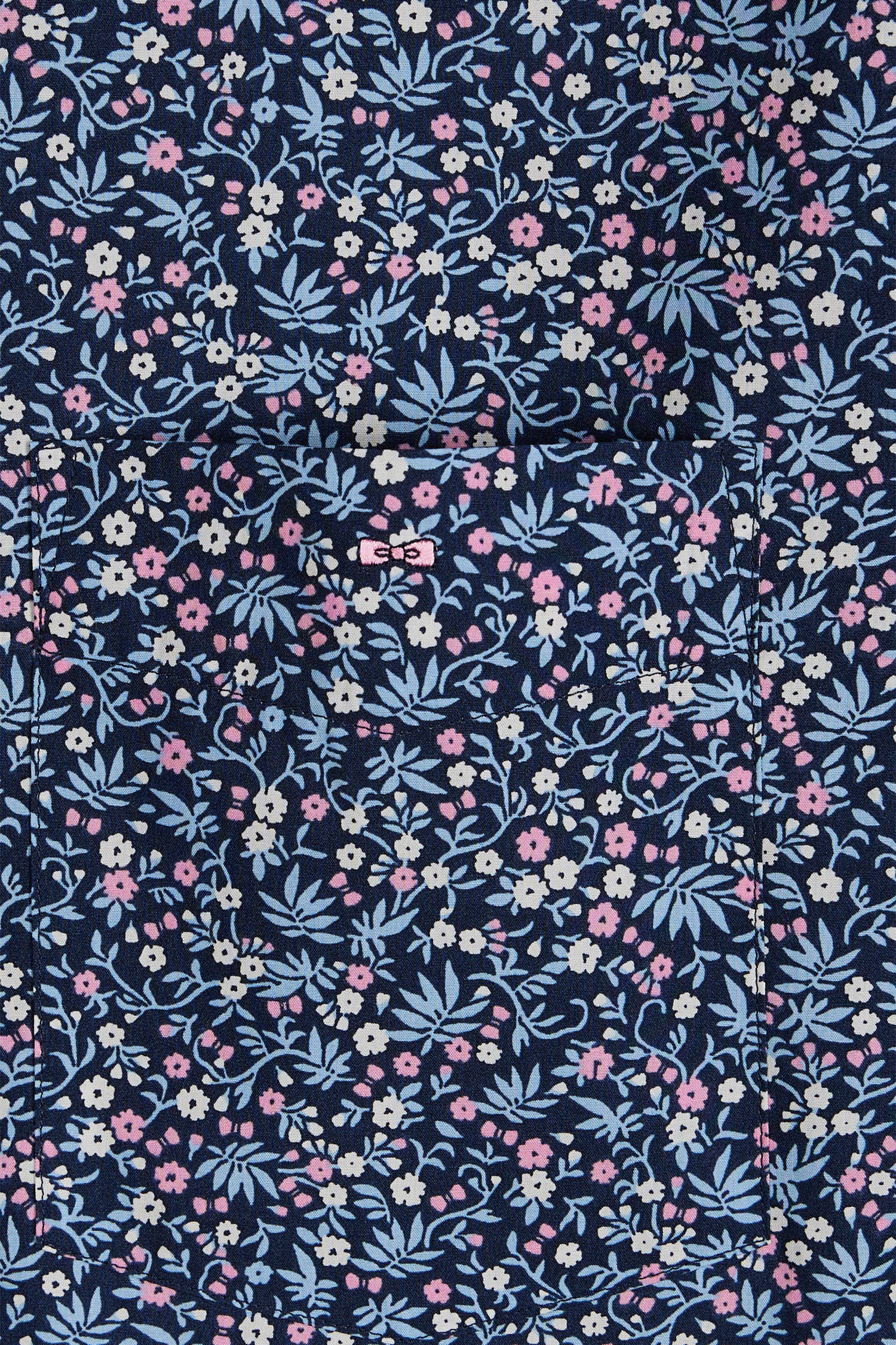 Chemise à manches courtes en coton marine microimprimé fleurs coupe droite - Image 6
