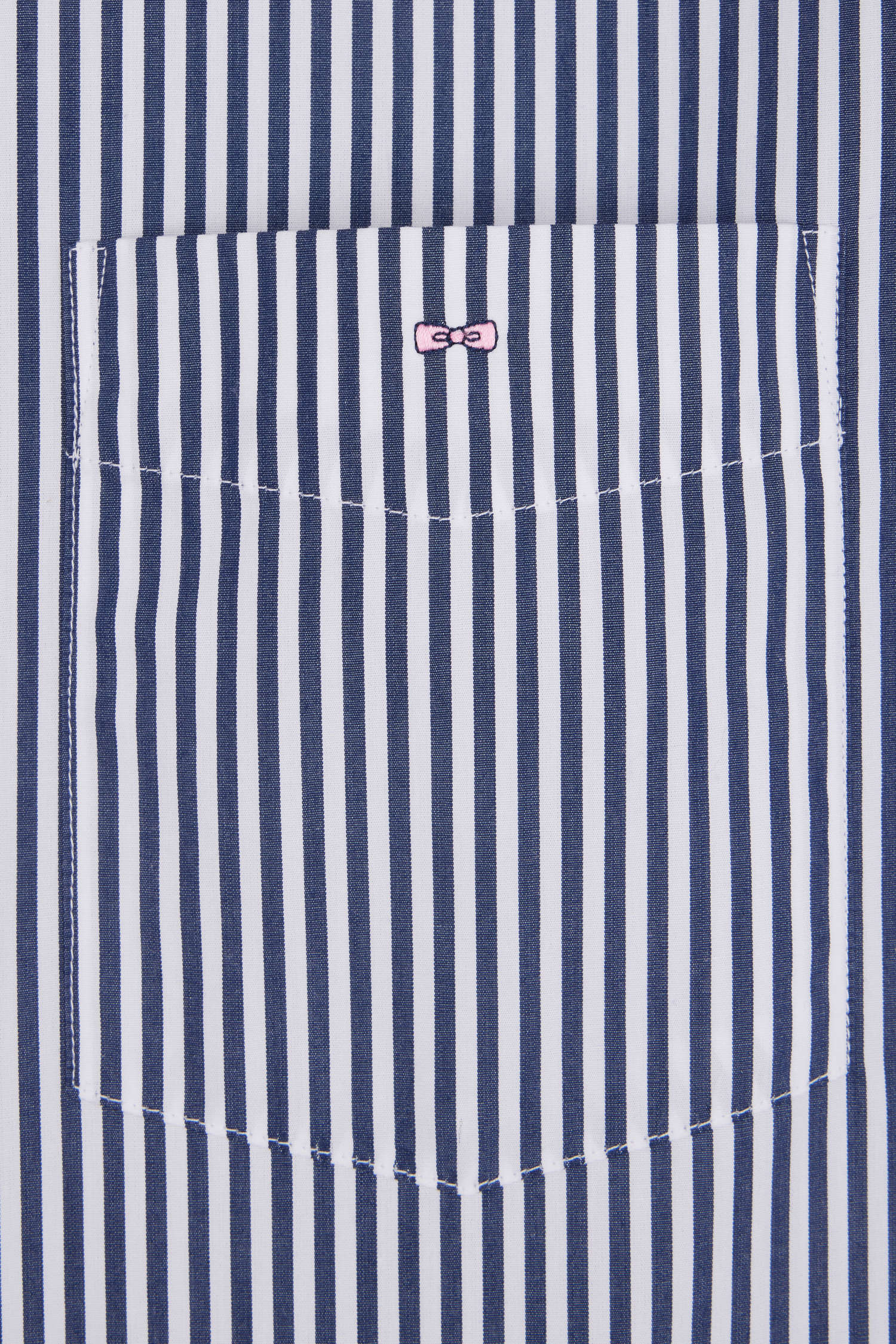 Chemise à manches courtes en coton rayé bleu foncé coupe droite - Image 6