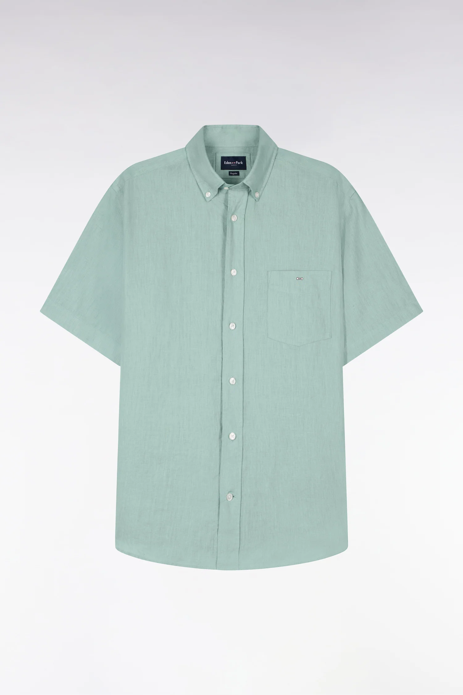 Chemise à manches courtes en lin vert d'eau - Image 2