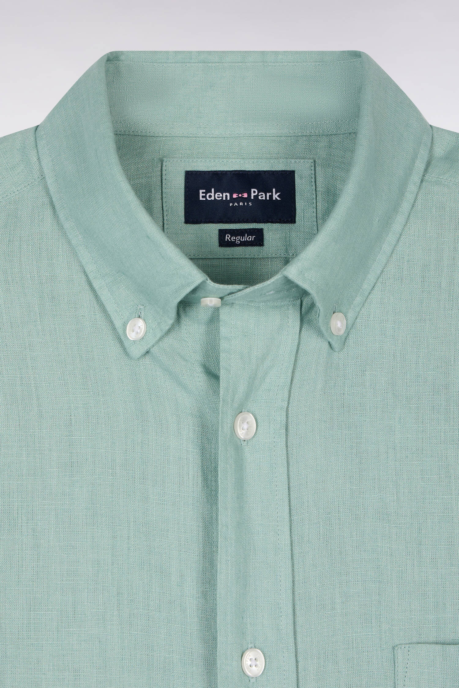 Chemise à manches courtes en lin vert d'eau - Image 6
