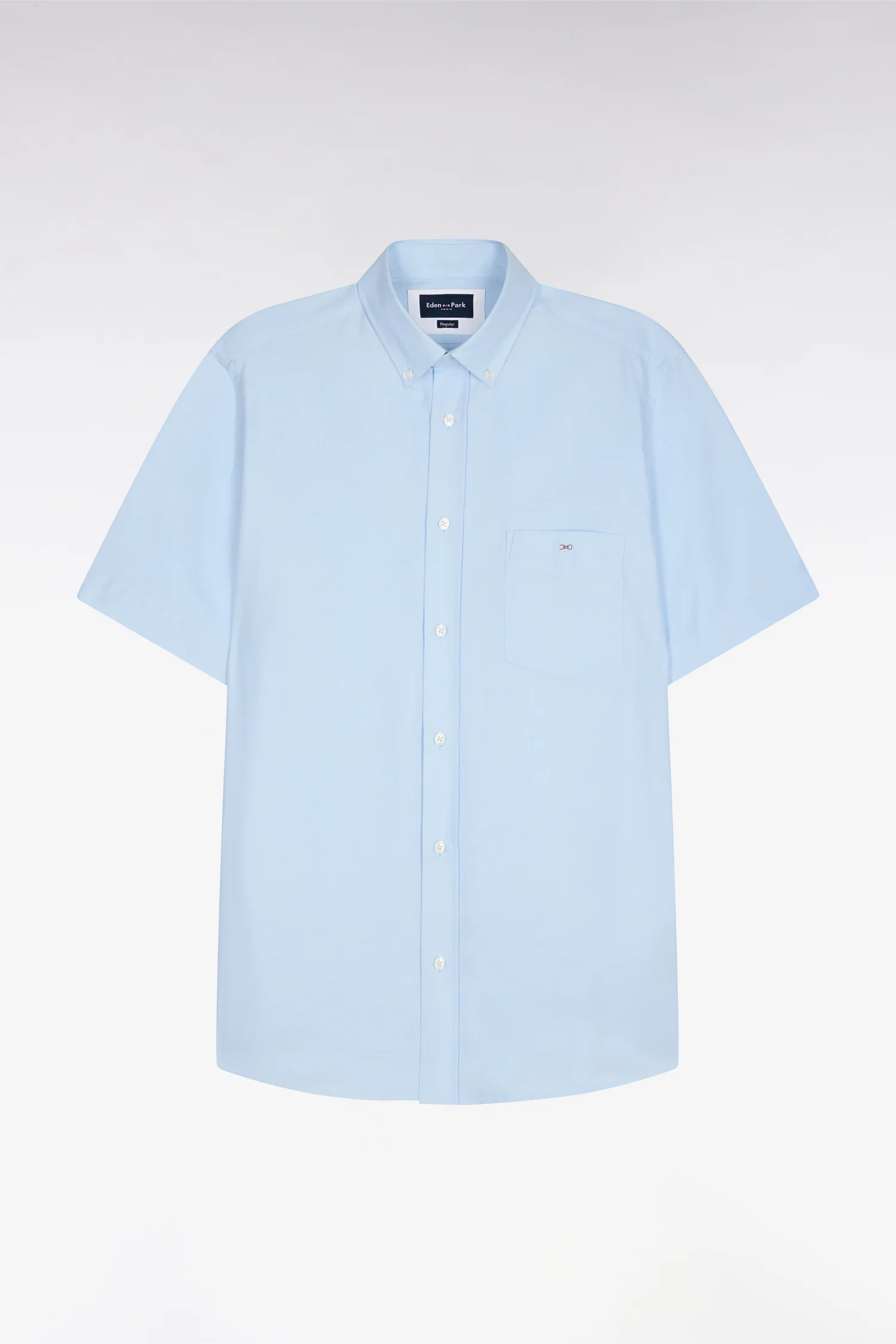 Chemise à manches courtes en piqué coton bleu ciel - Image 2