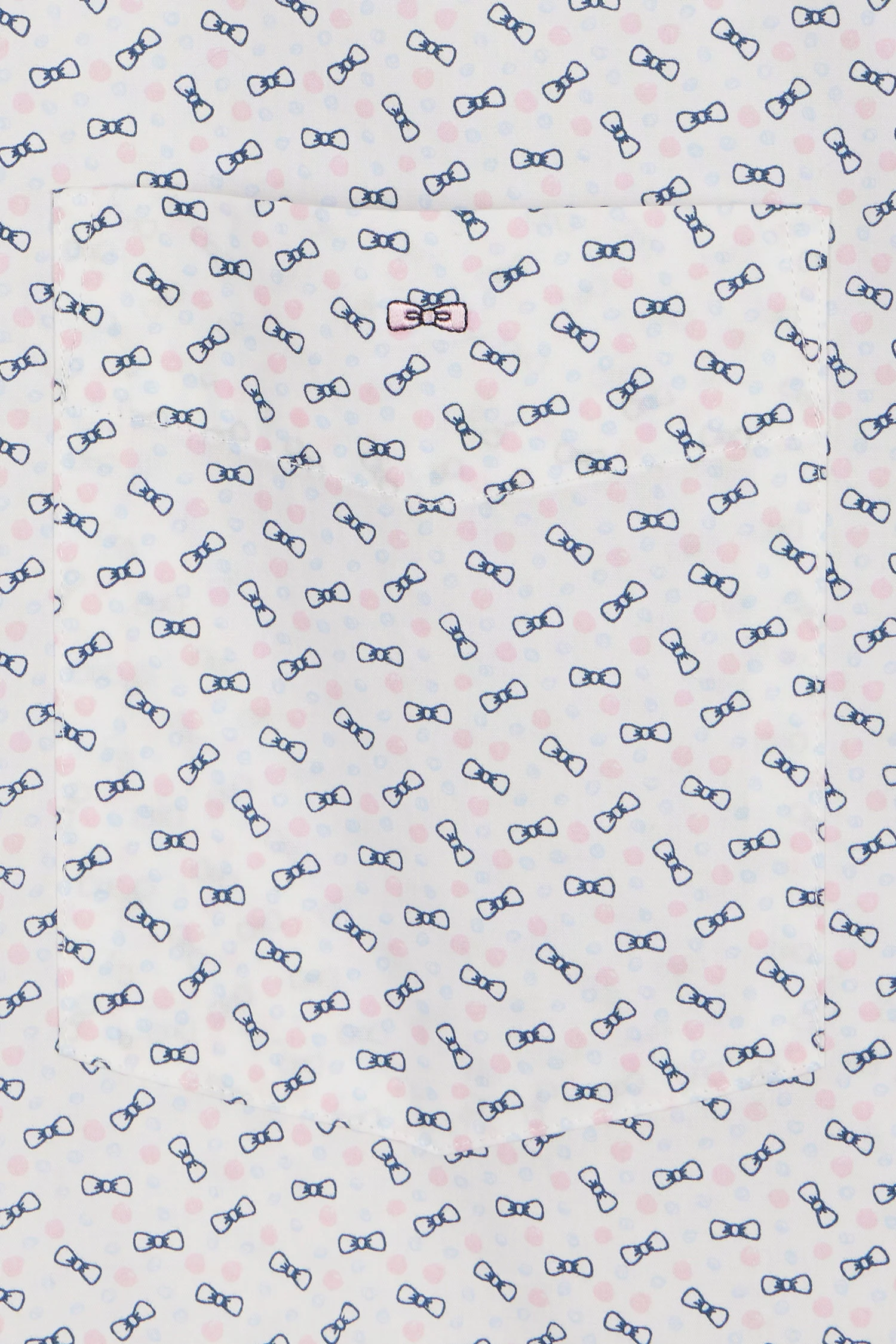 Chemise à manches courtes en popeline de coton écrue micromotif nœud papillon coupe droite - Image 6