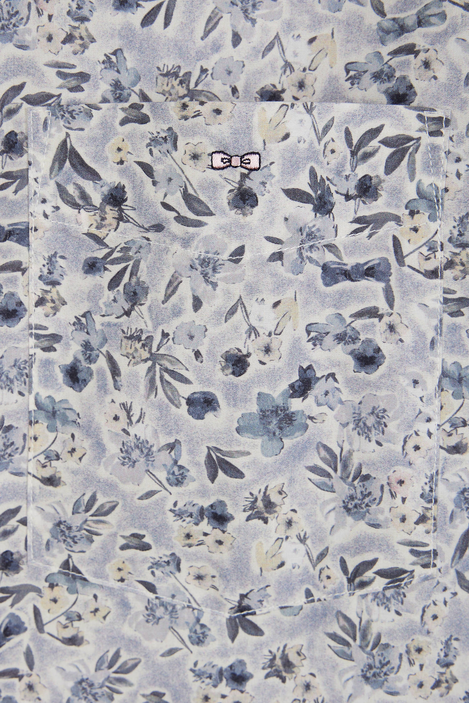 Chemise à manches courtes en popeline de coton Pima grise micromotif floral coupe droite - Image 6