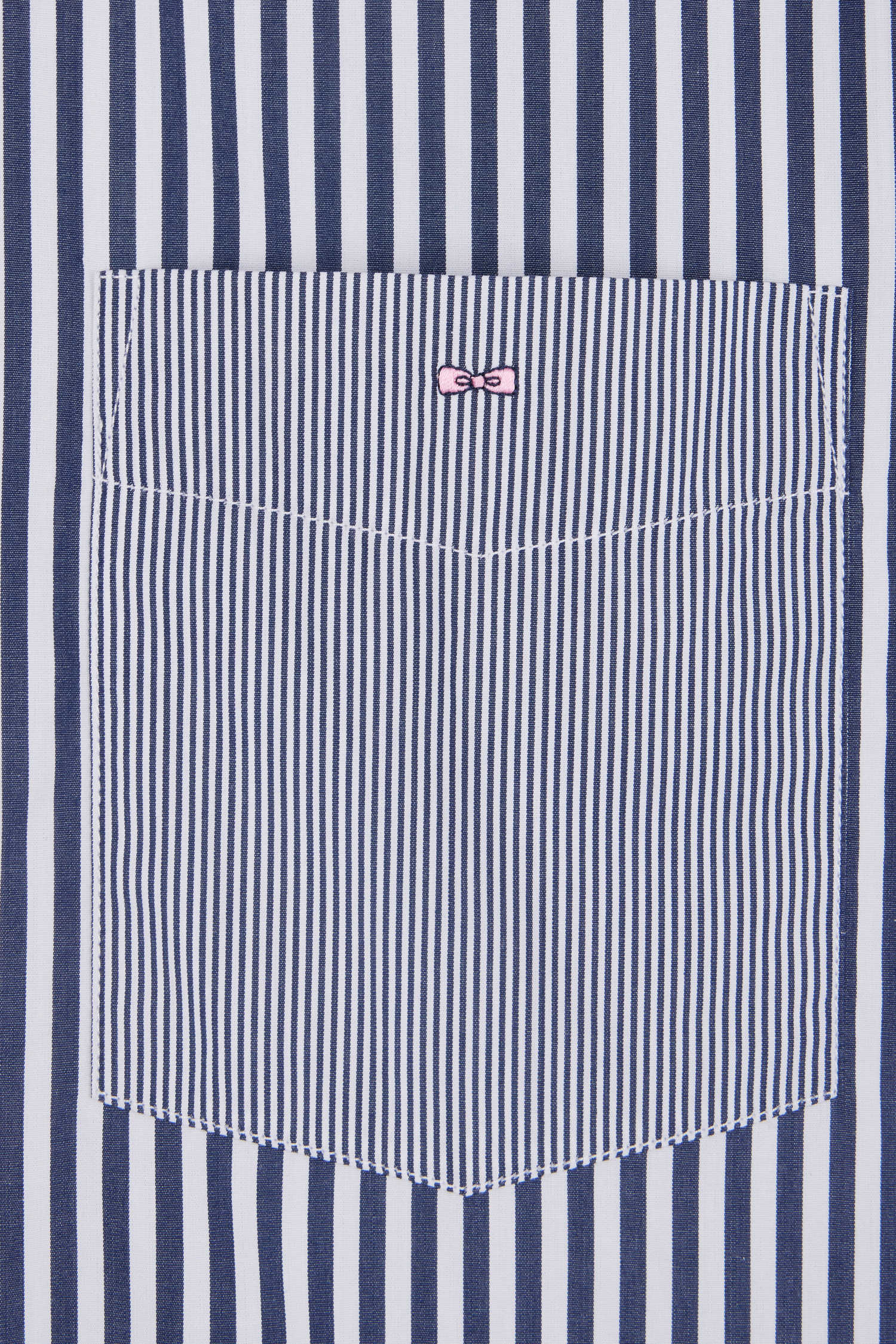 Chemise à manches courtes en popeline de coton rayée bleu foncé coupe droite - Image 6