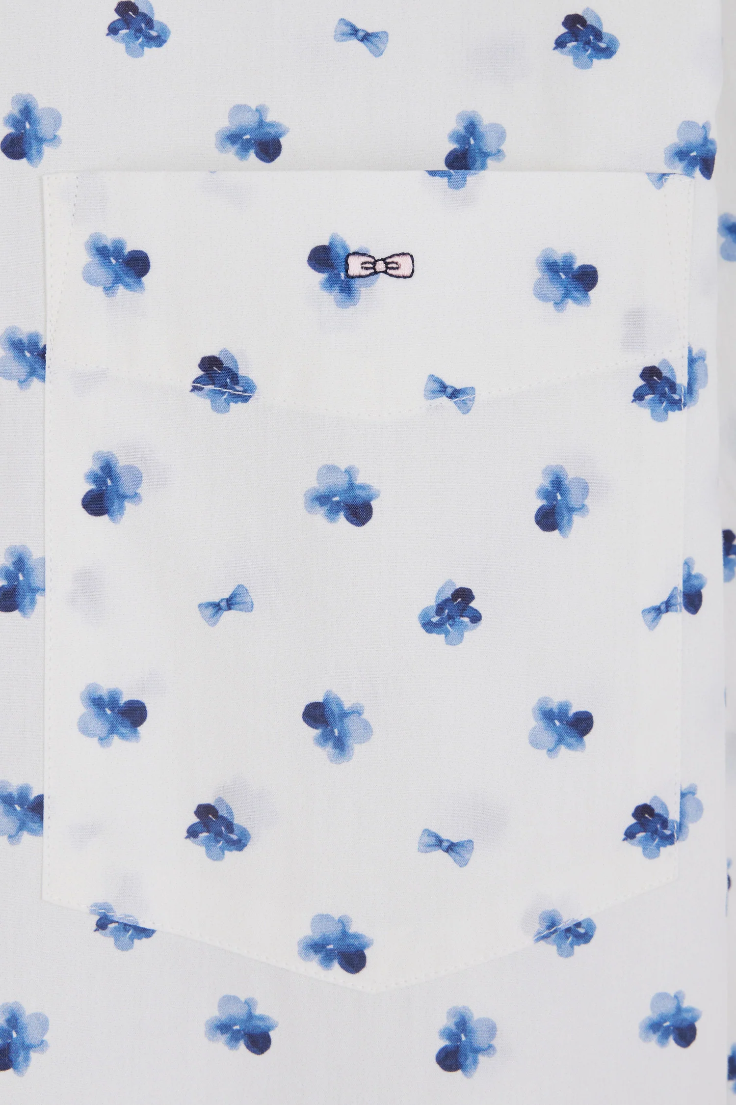 Chemise à micromotifs nœuds marine en coton écru coupe droite - Image 5