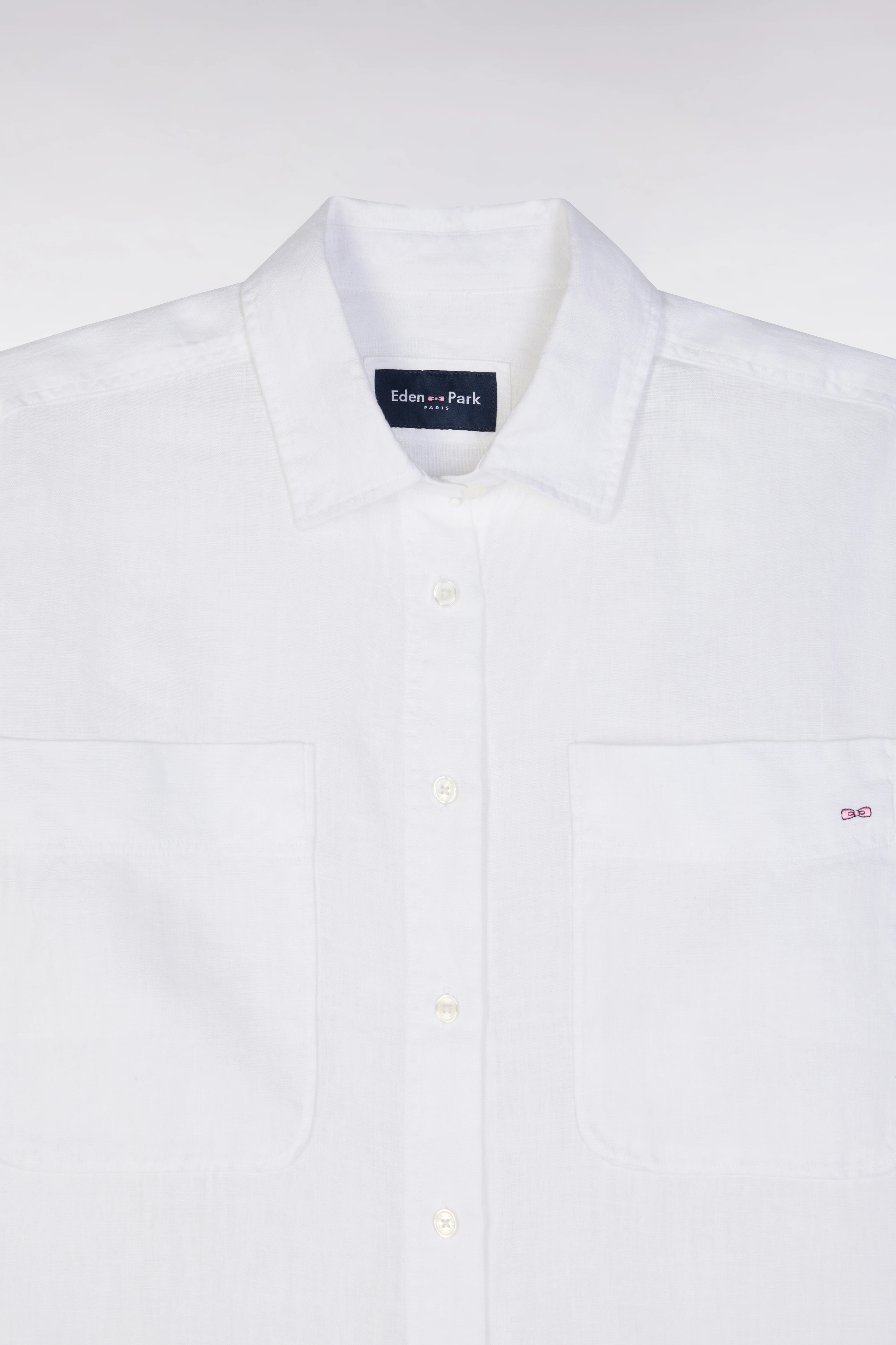 Chemise à poches plaquées en lin blanc coupe oversized - Image 6