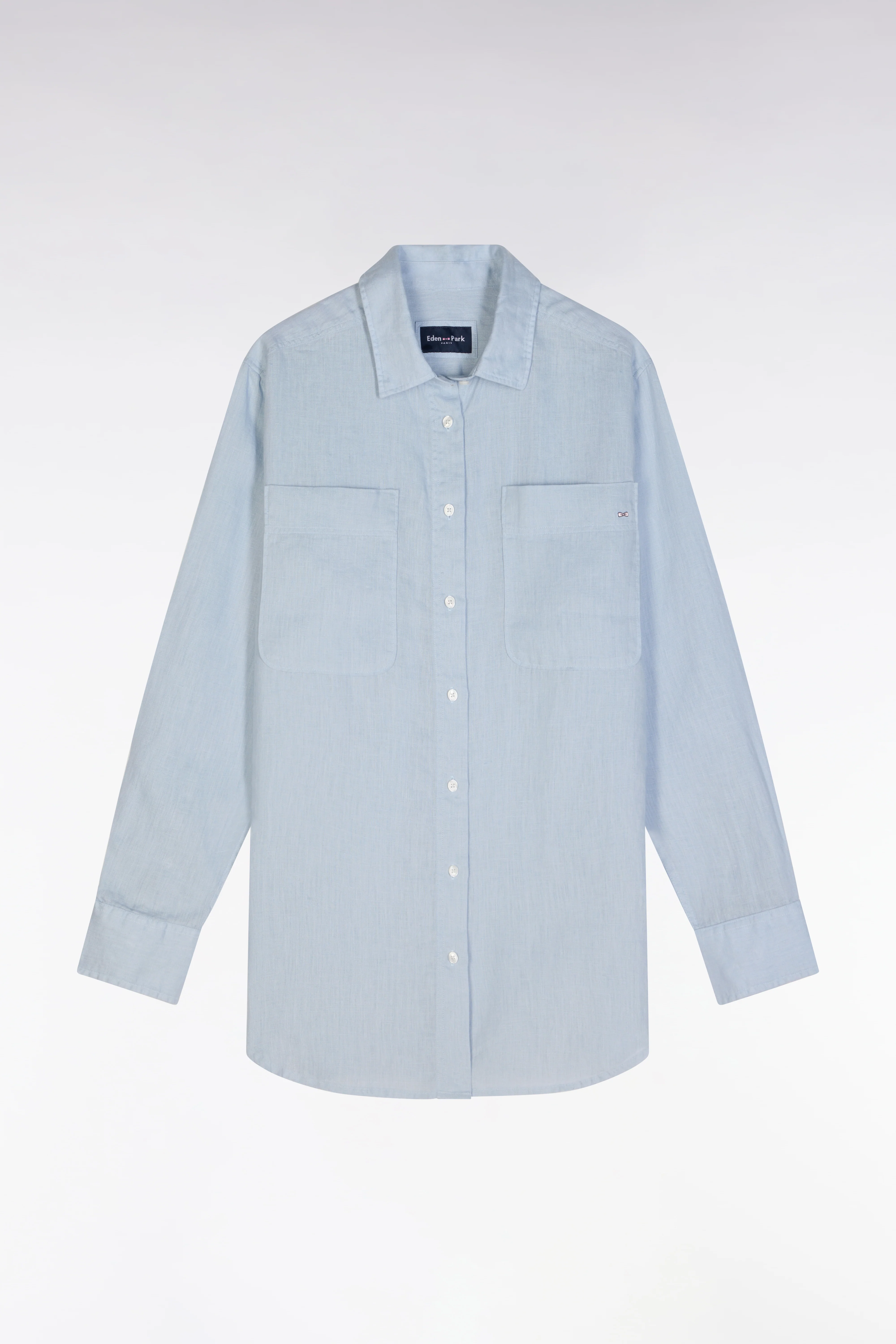 Chemise à poches plaquées en lin gris coupe oversized - Image 2