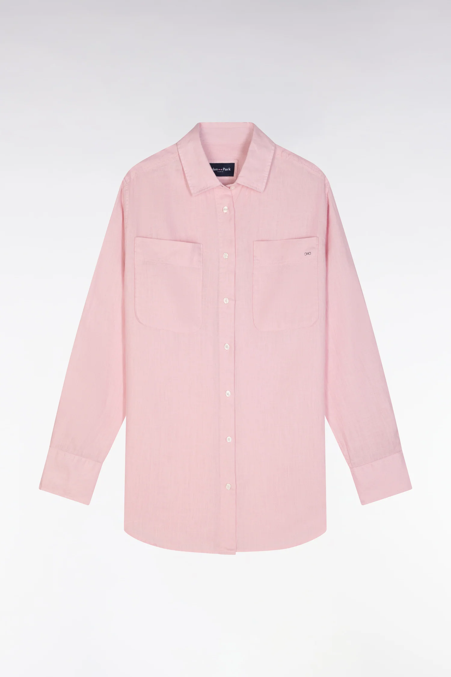 Chemise à poches plaquées en lin rose coupe oversized - Image 2