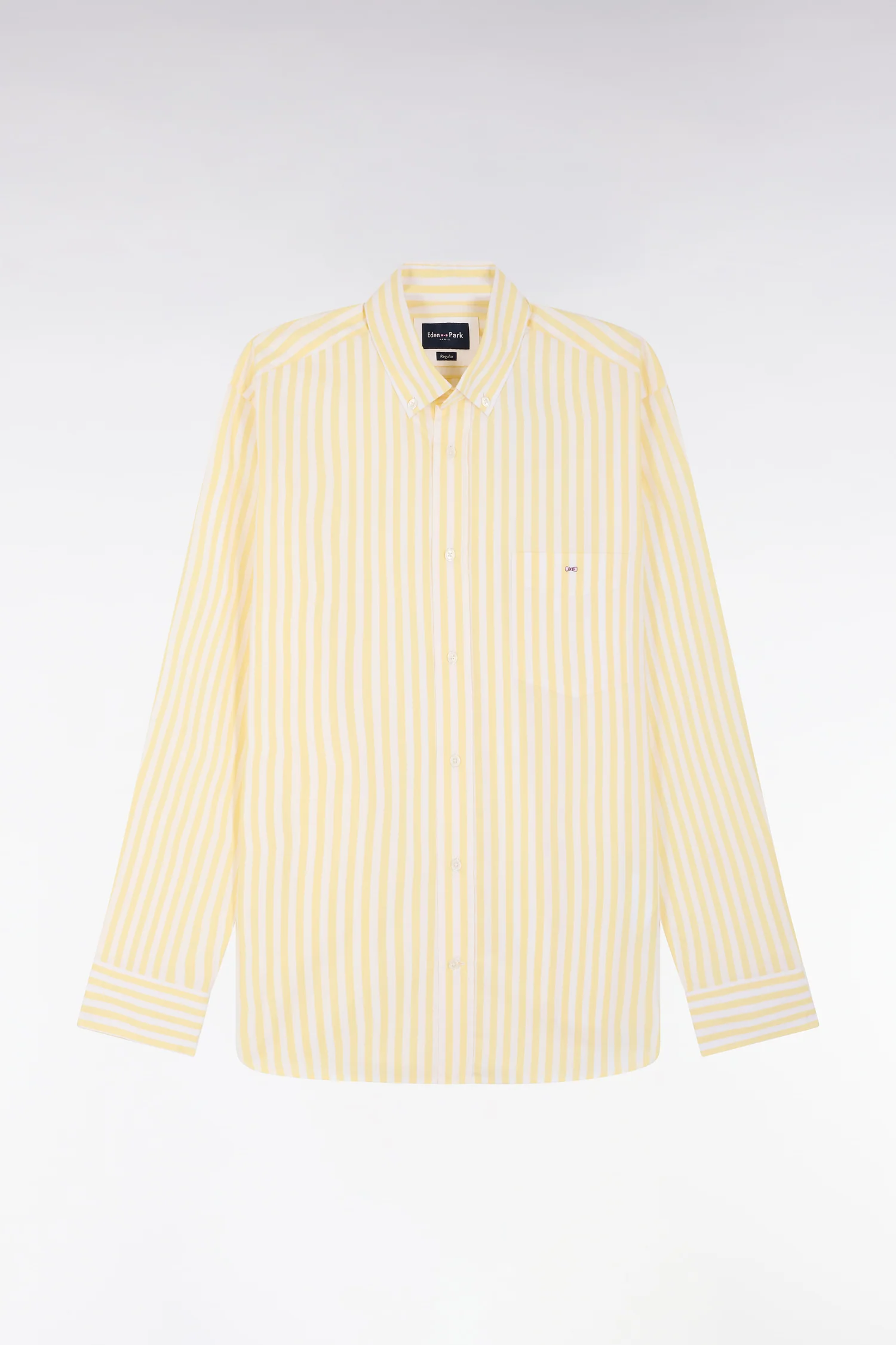 Chemise à rayures bâtons en coton ivoire coupe droite - Image 2