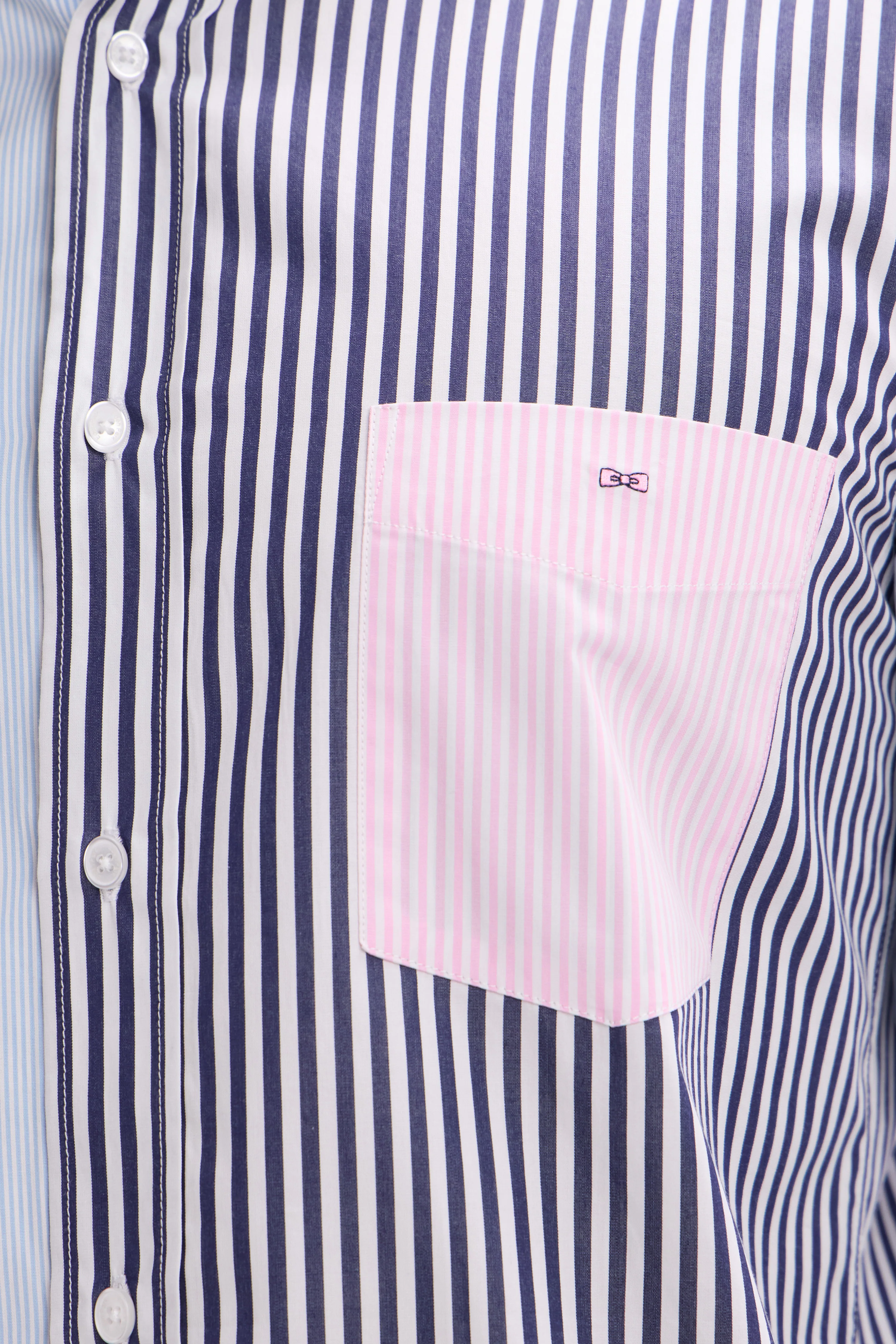 Chemise à rayures bâtons en coton tricolore coupe droite - Image 4