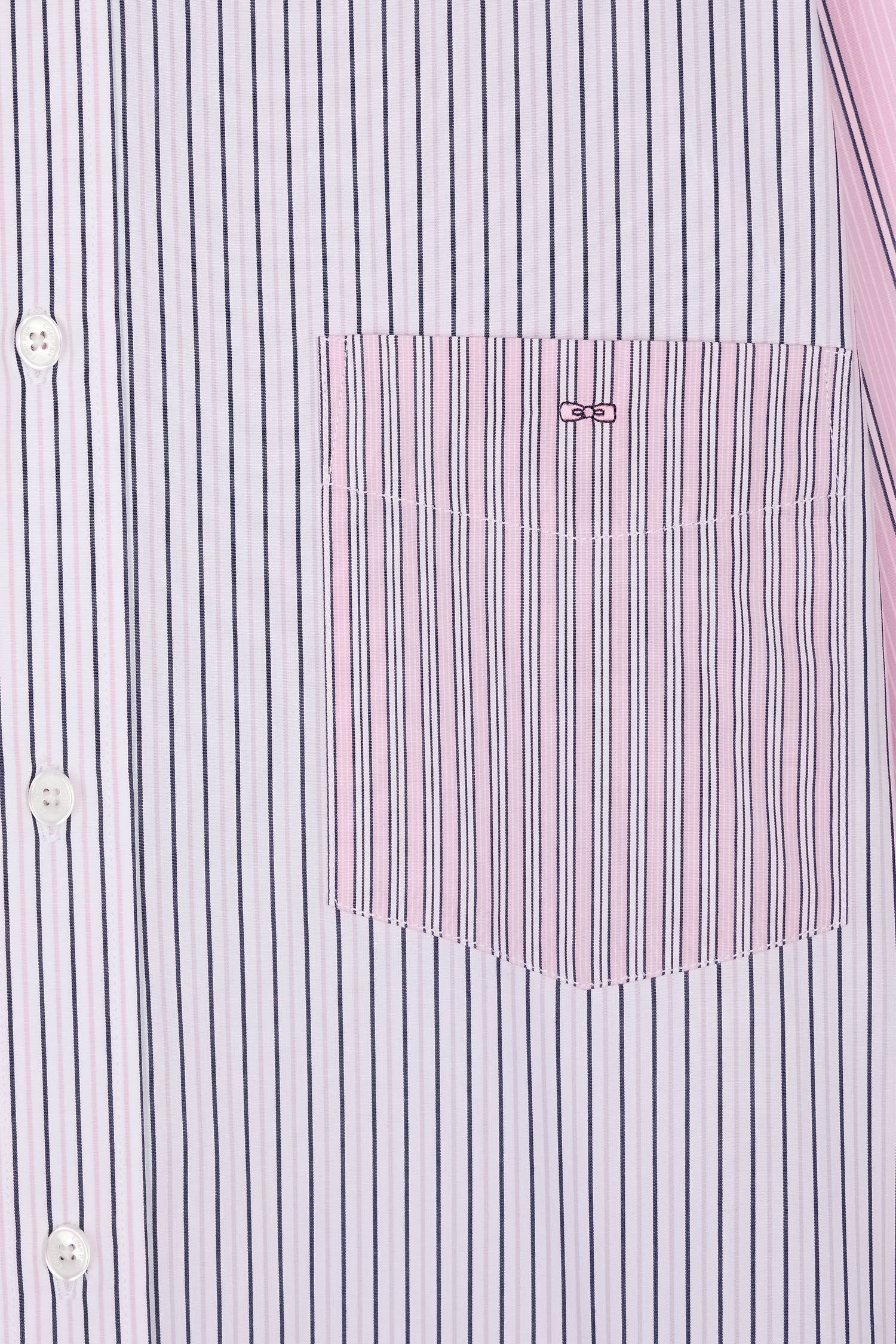 Chemise à rayures bâtons en popeline de coton rose coupe droite - Image 6