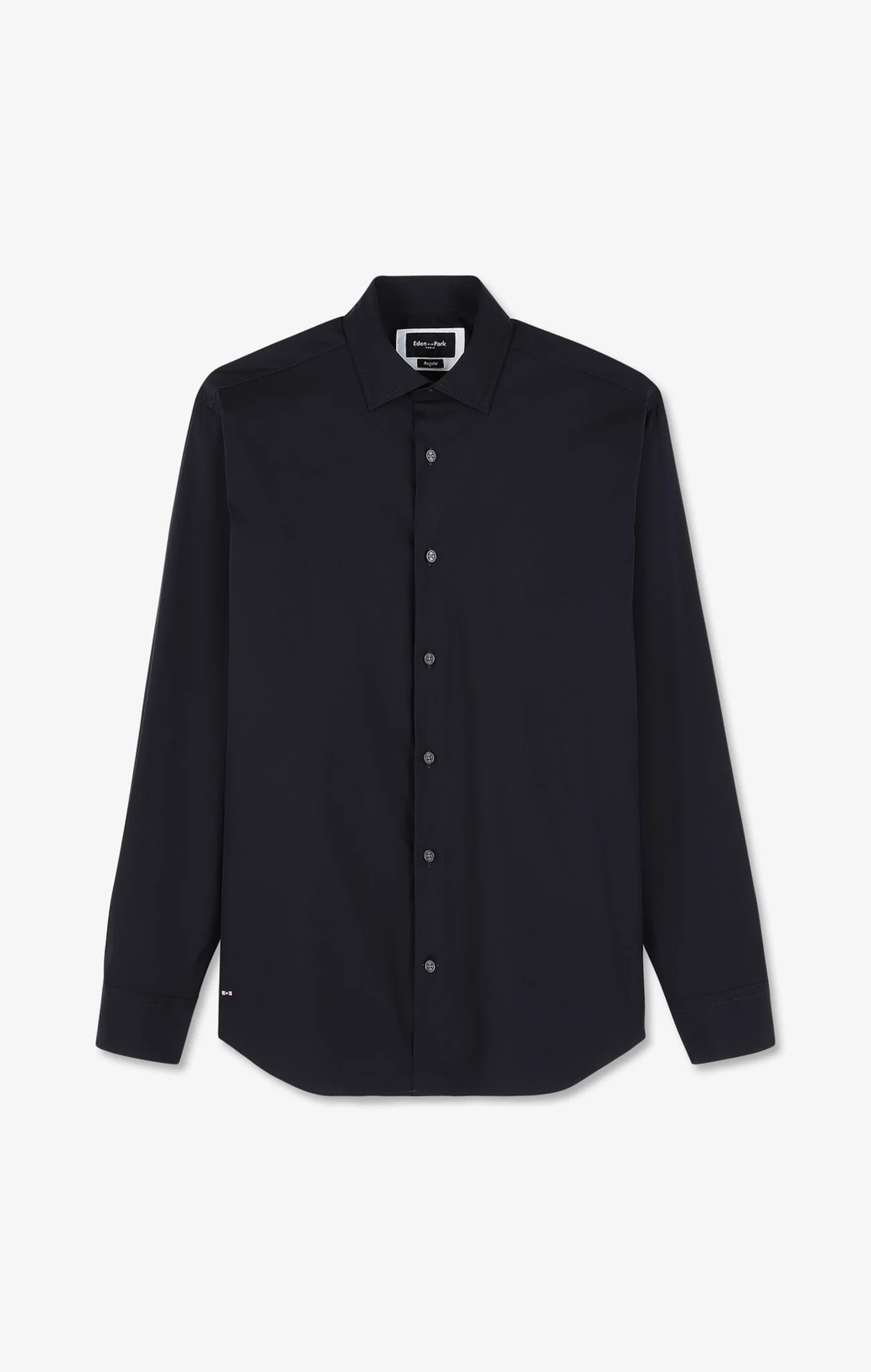 Chemise bleu marine regular en popeline stretch - Image 2